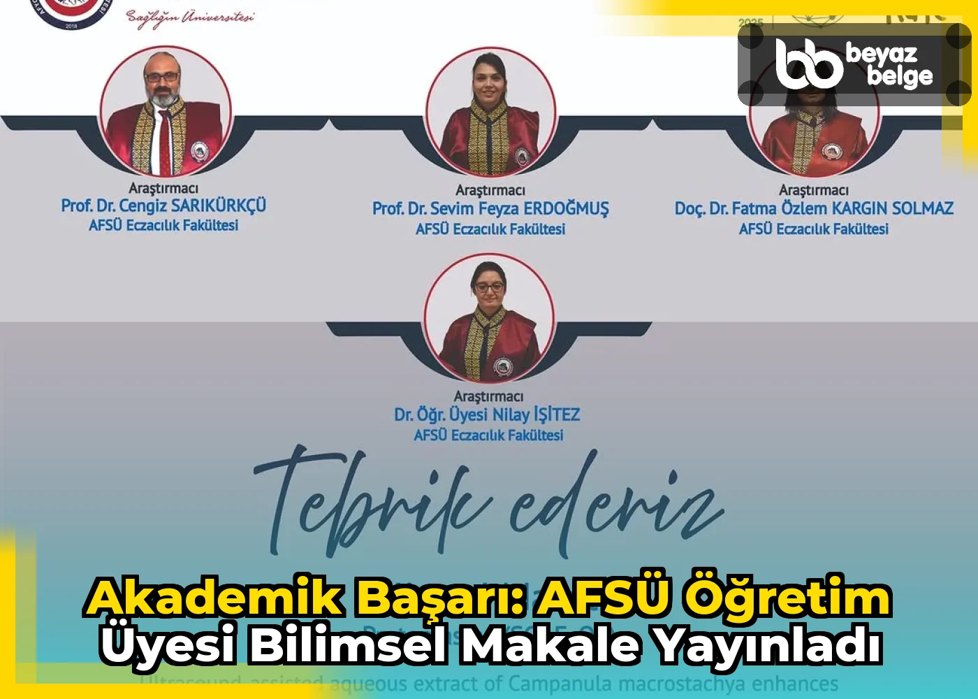 Akademik Başarı: AFSÜ Öğretim Üyesi Bilimsel Makale Yayınladı