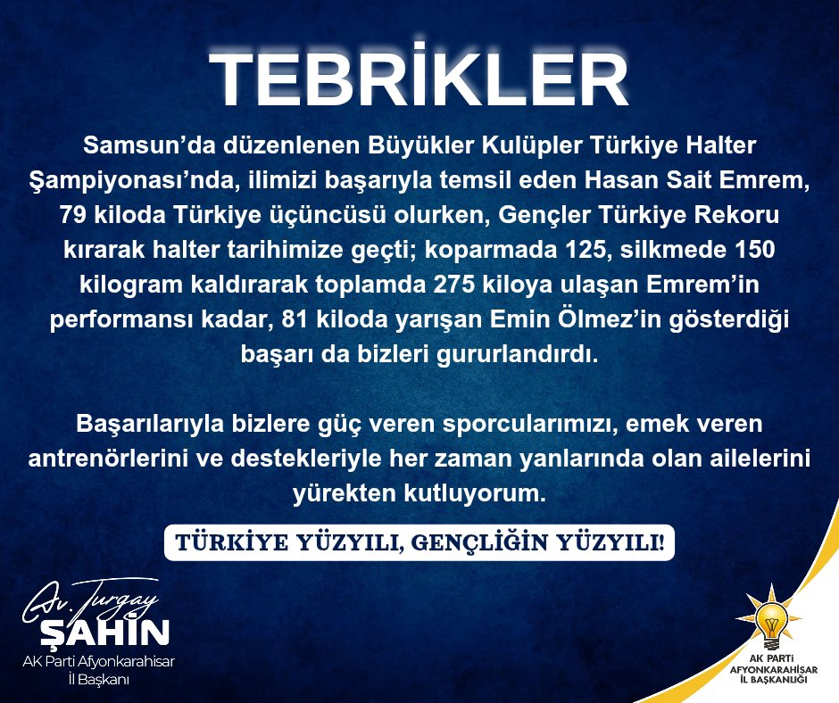 Afyonkarahisar Halterde Türkiye'de Ses Getirdi: Genç Rekor Kırıldı