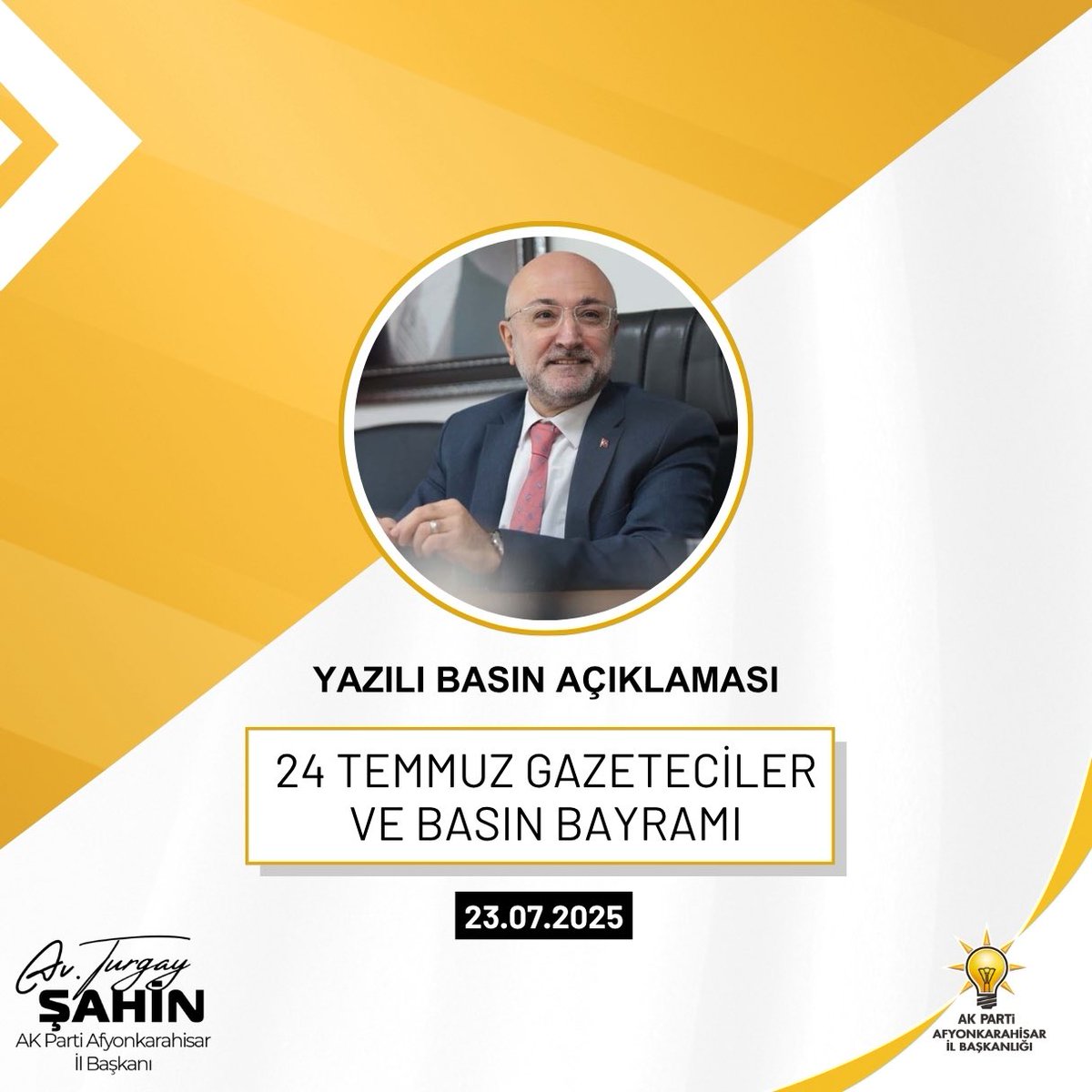 AK Parti Afyonkarahisar'da Yeni Dönem: Turgay Şahin Göreve Başladı