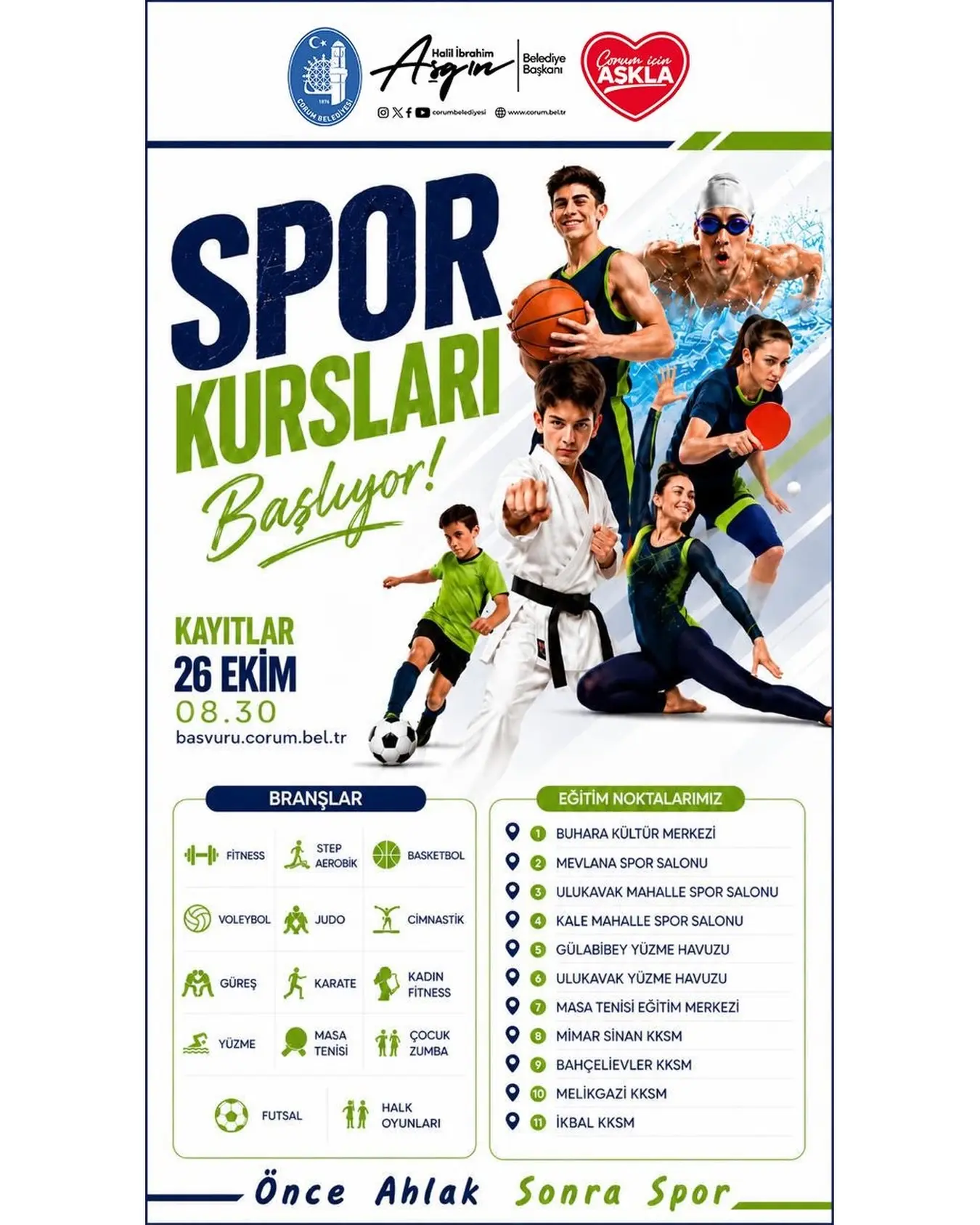 Çorum'da Spor Kursları Başlıyor
