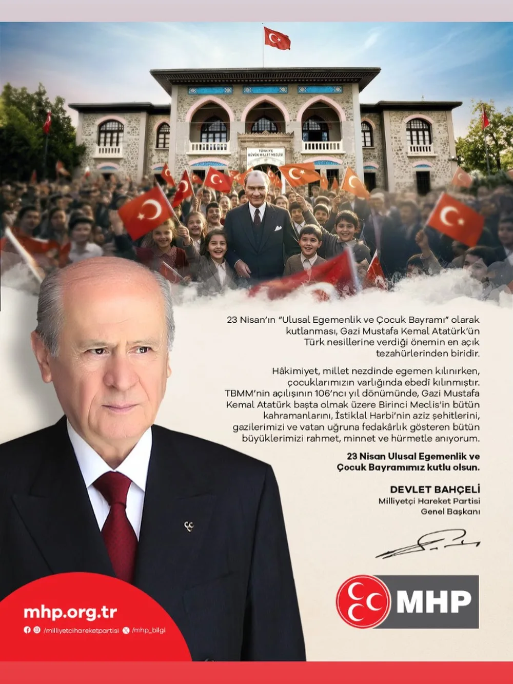 MHP KAÇEP Afyonkarahisar Başkanlığı'ndan 23 Nisan Mesajı