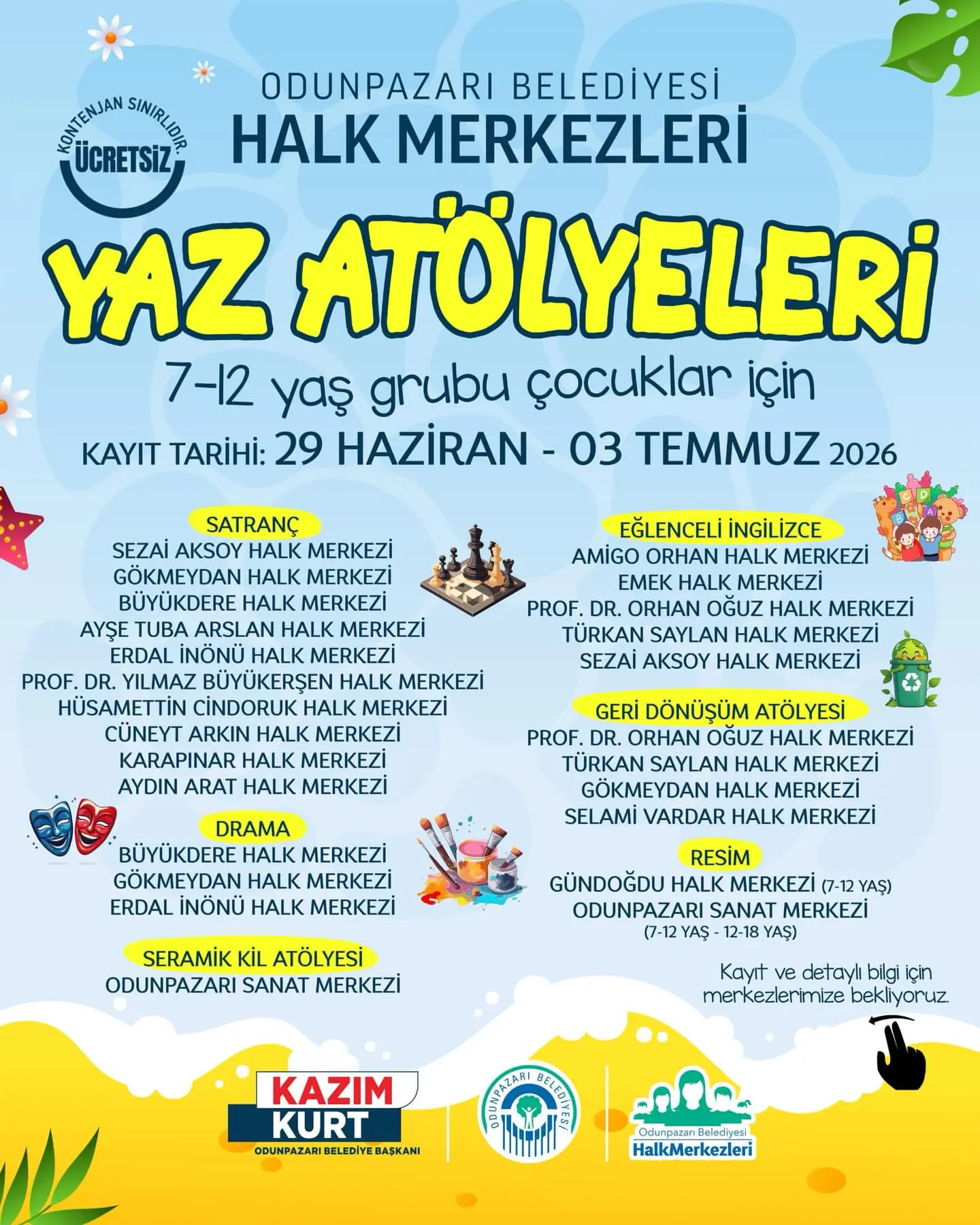 Yaz Atölyeleri için kayıtlar başlıyor