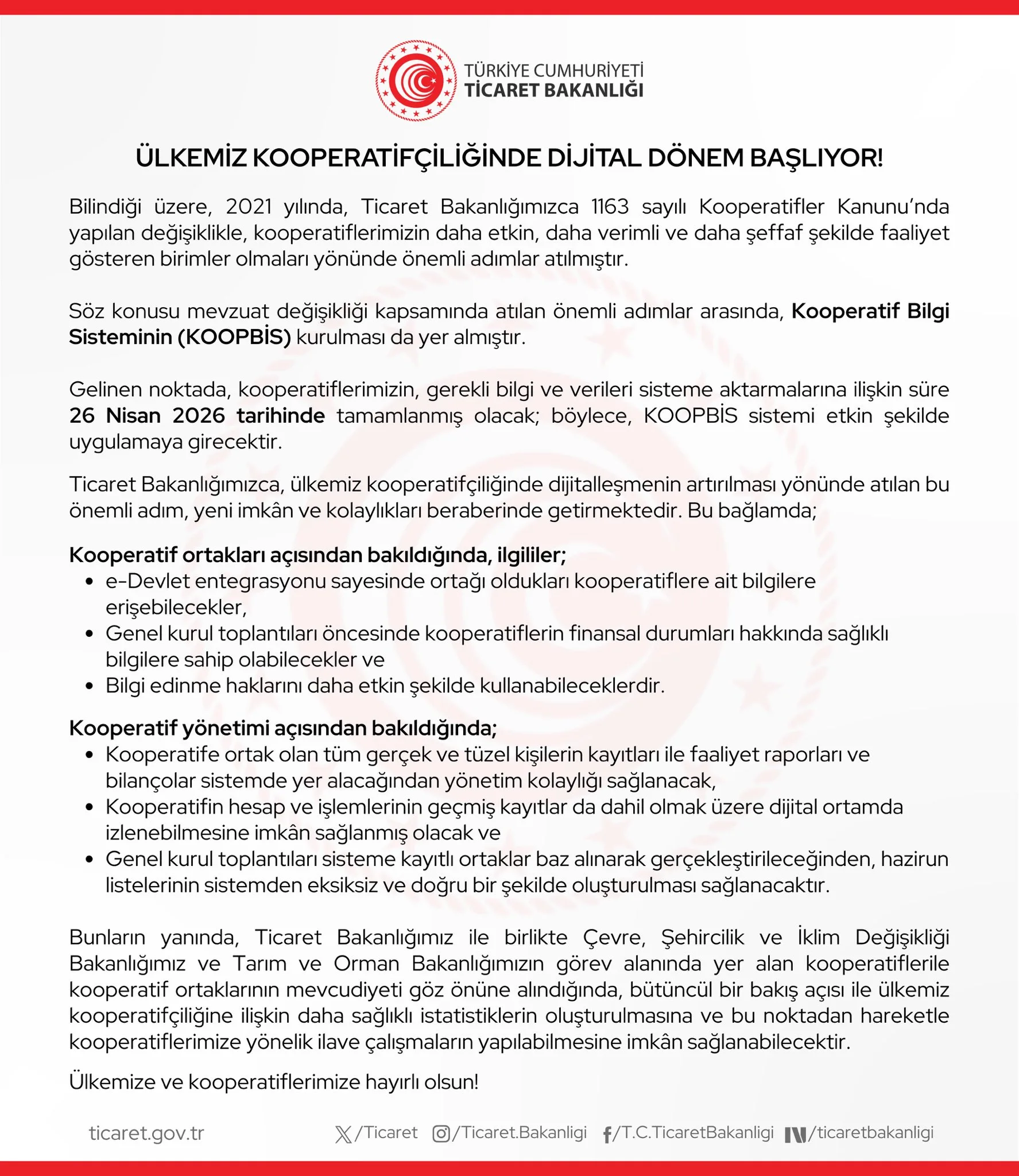 Kooperatiflerde dijital dönüşüm süreci başladı