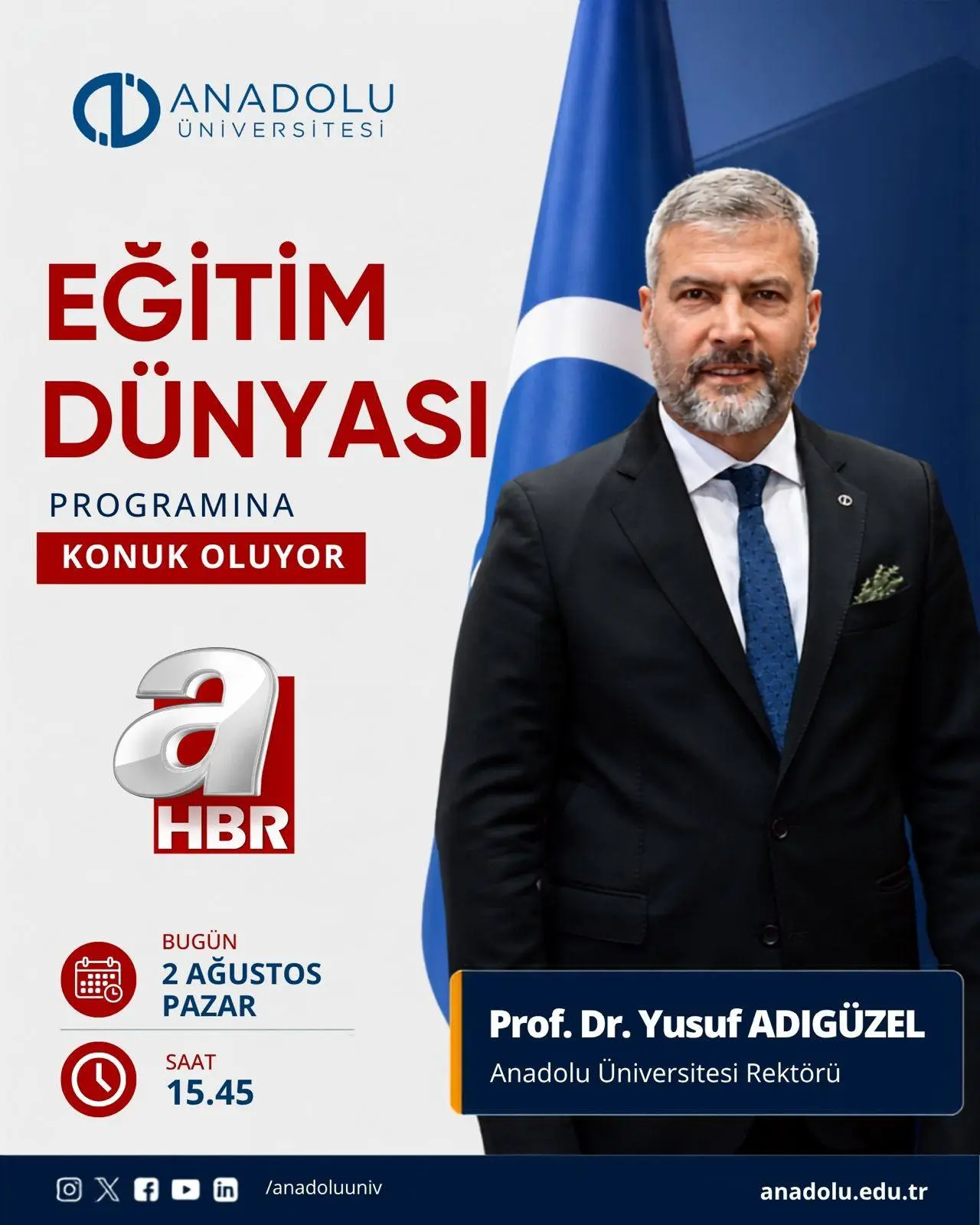Anadolu Üniversitesi Rektörü A Haber'de