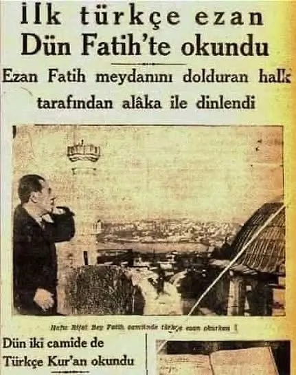 Ezanın Arapça okunmasının yasaklanmasının sona ermesi
