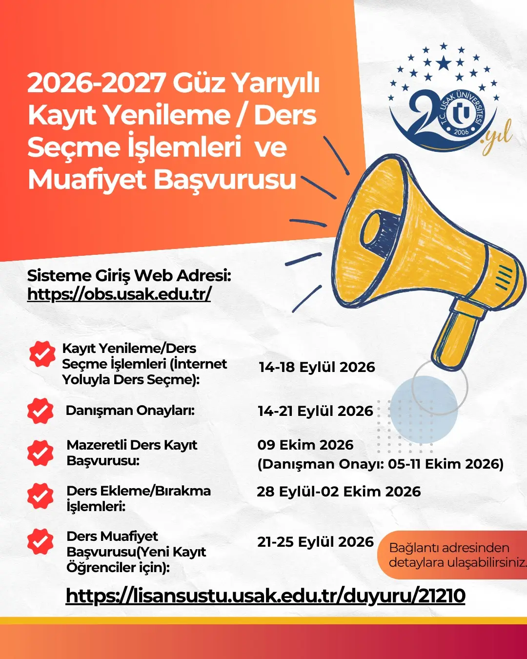 2026-2027 Güz Yarıyılı Kayıt Yenileme Tarihleri Açıklandı