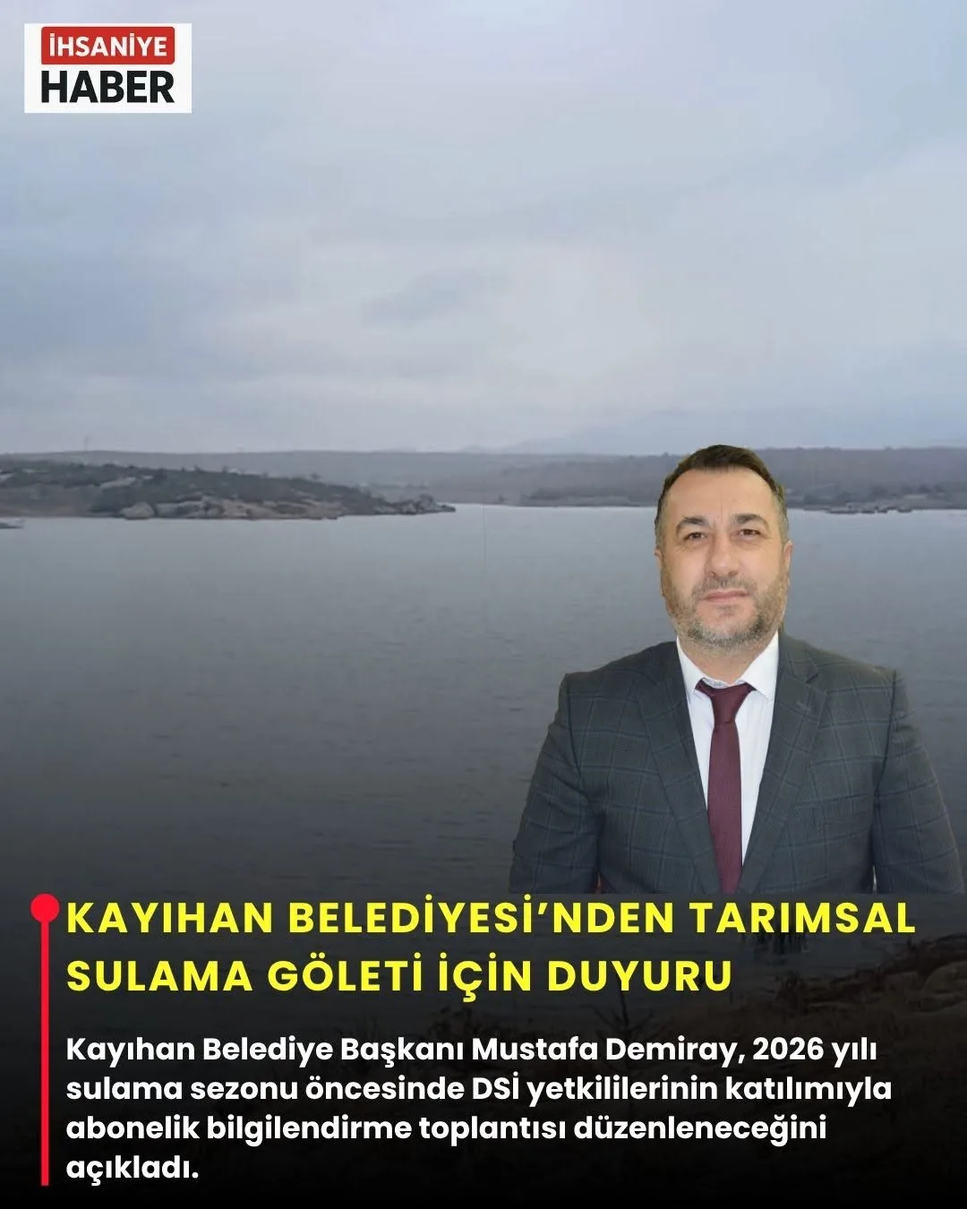 Kayıhan Belediyesi’nden Tarımsal Sulama Göleti Abonelik Bilgilendirme Toplantısı Duyurusu