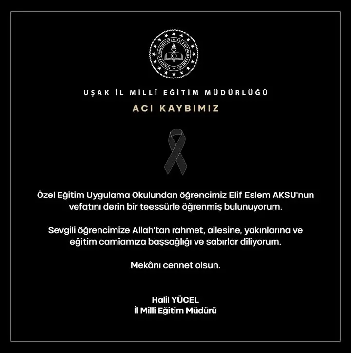 Uşak'ta Özel Eğitim Öğrencisi Vefat Etti