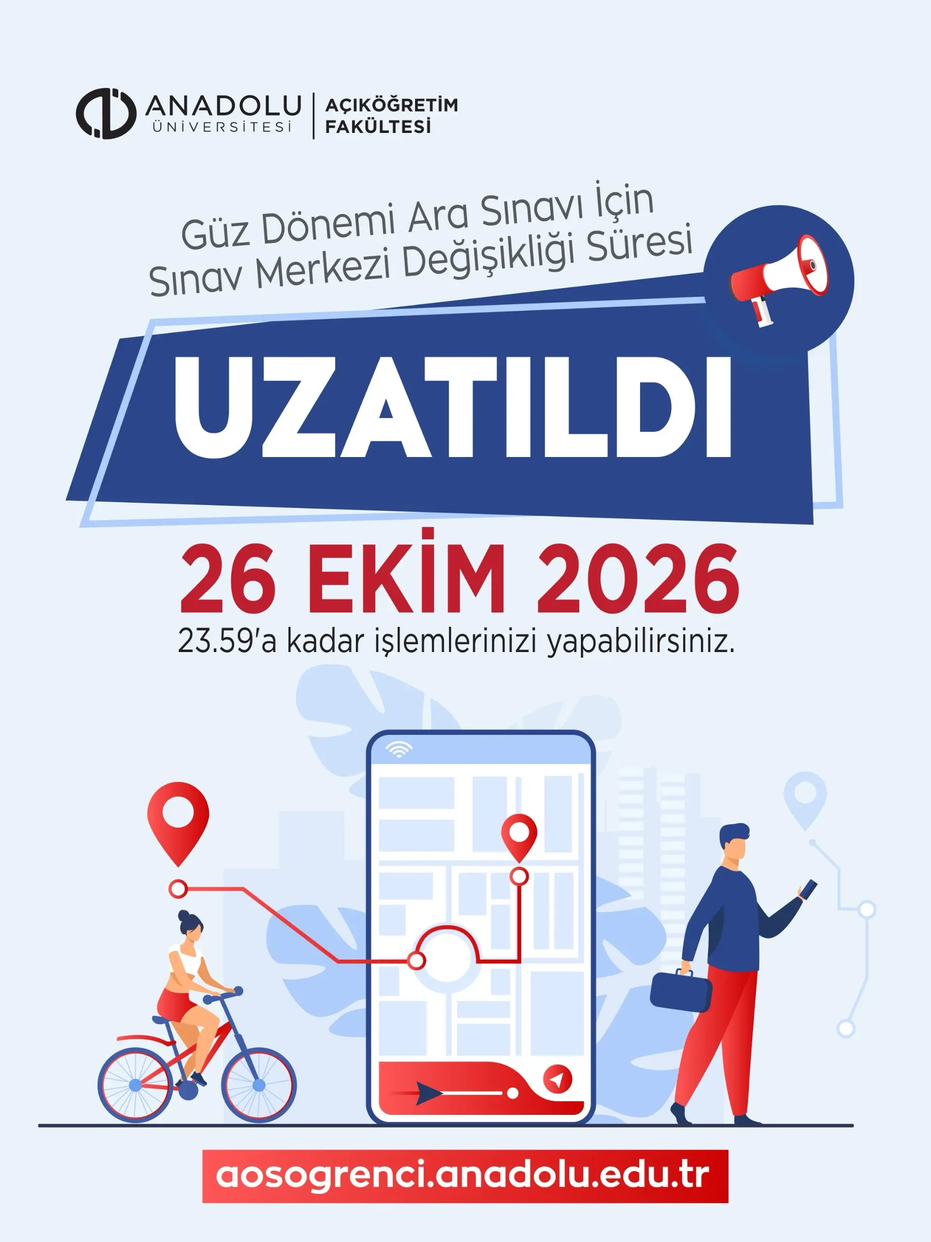 Güz Dönemi Ara Sınavı Merkezi Değişikliği Süresi Uzatıldı