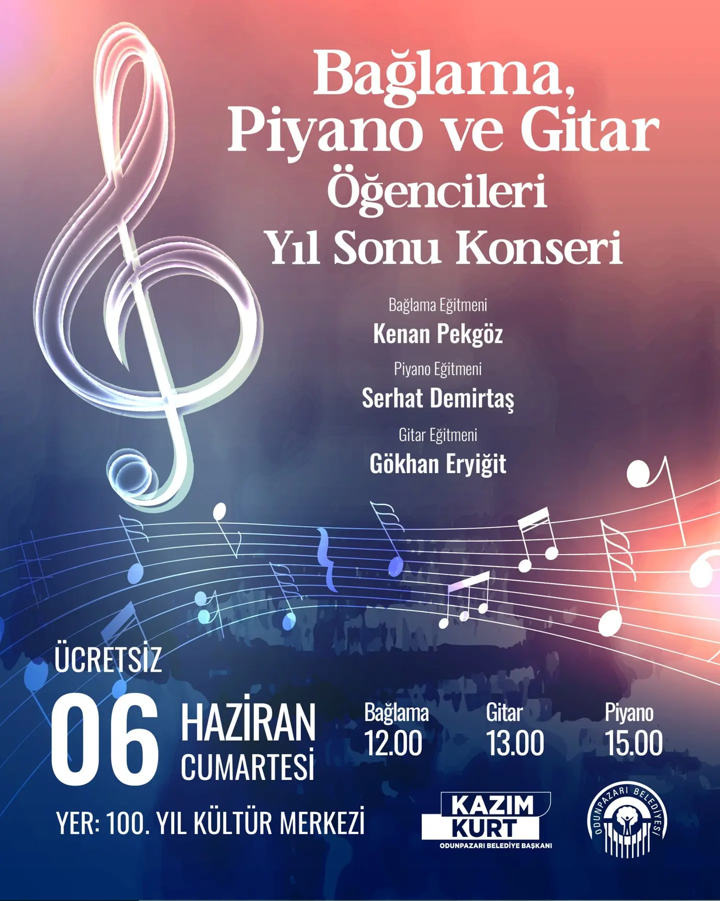 Öğrencilerin müzik performansları 100. Yıl Kültür Merkezi'nde