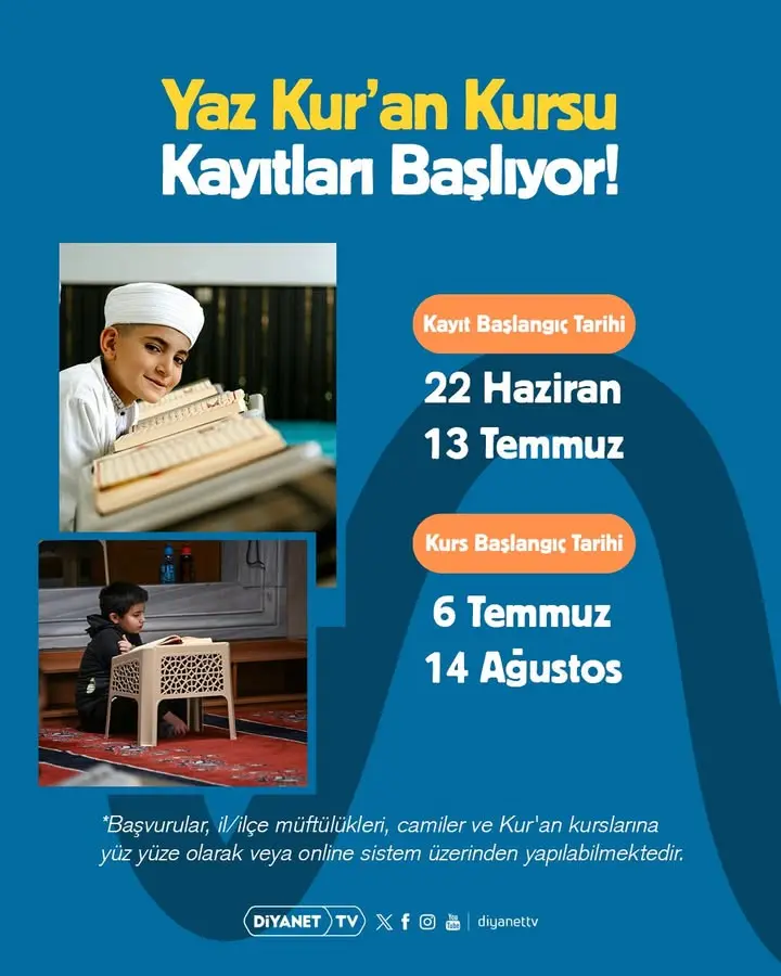 2026 Yaz Kur'an Kursu Kayıtları Başlıyor