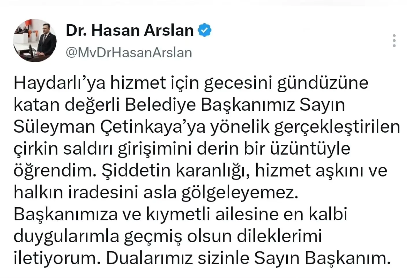 Belediye Başkanı Çetinkaya'ya saldırı girişimi kınandı