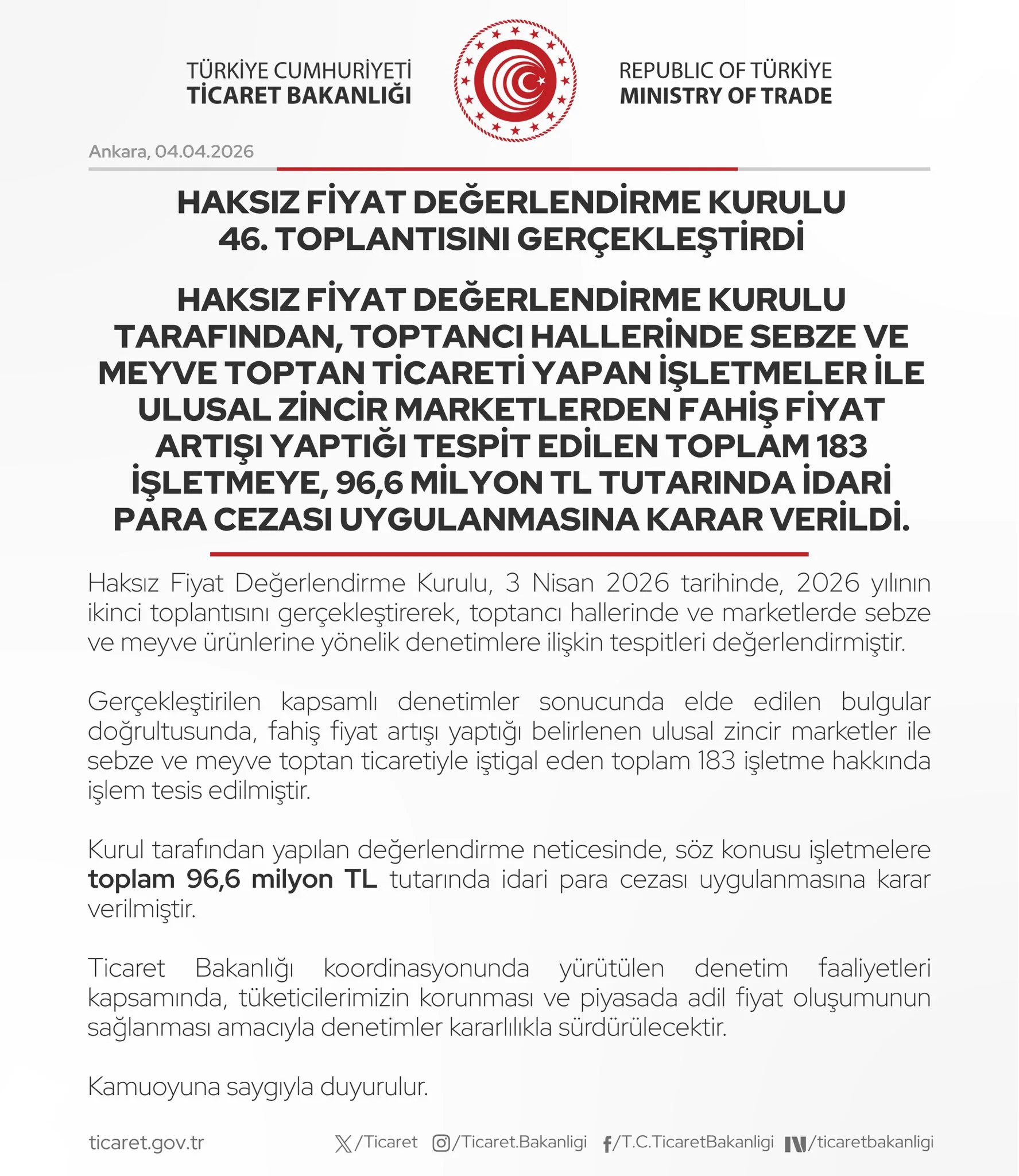 Haksız Fiyat Cezaları Açıklandı