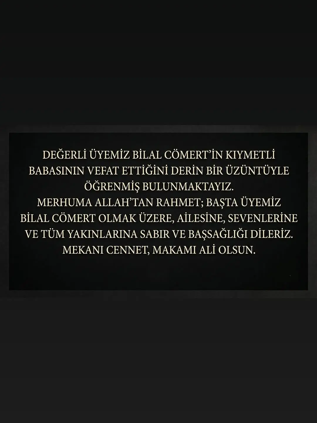 MÜSİAD AFYONKARAHİSAR'dan Taziye Mesajı