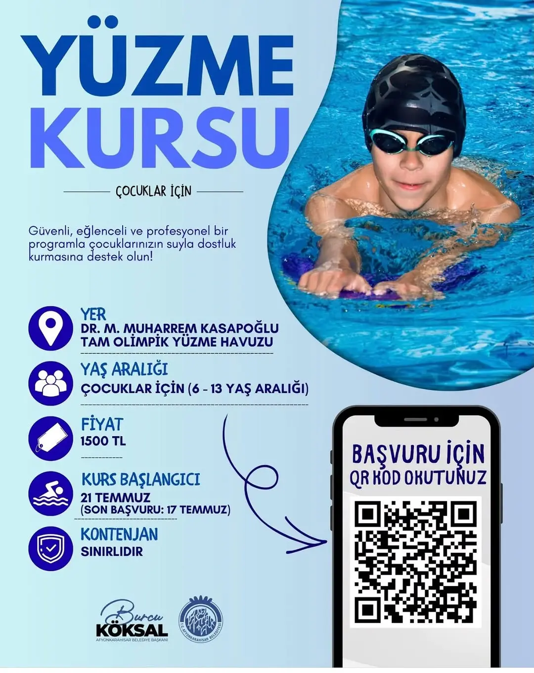 Yüzme kursu için başvurular başladı