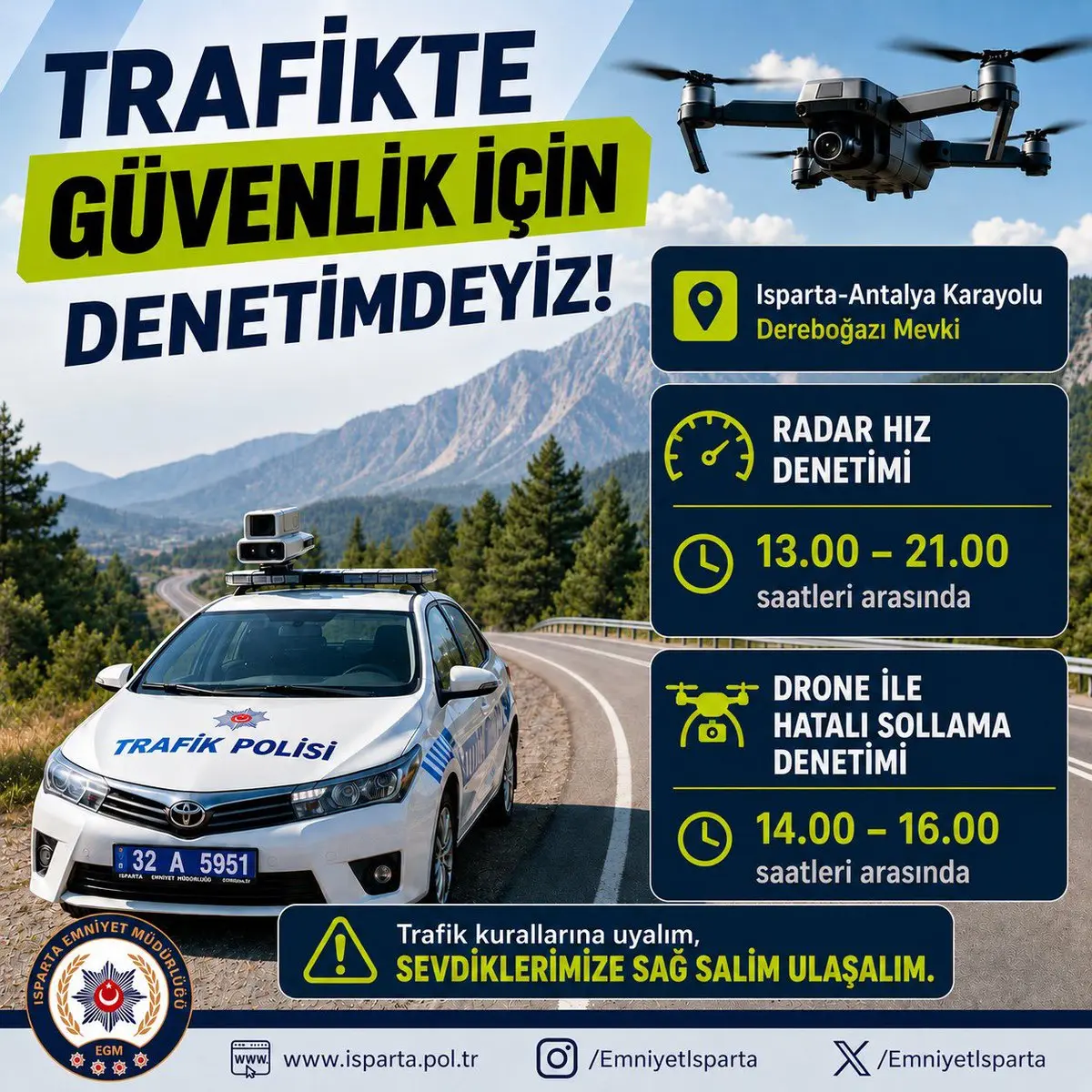 Isparta'da Trafik Denetimleri Gerçekleştirilecek