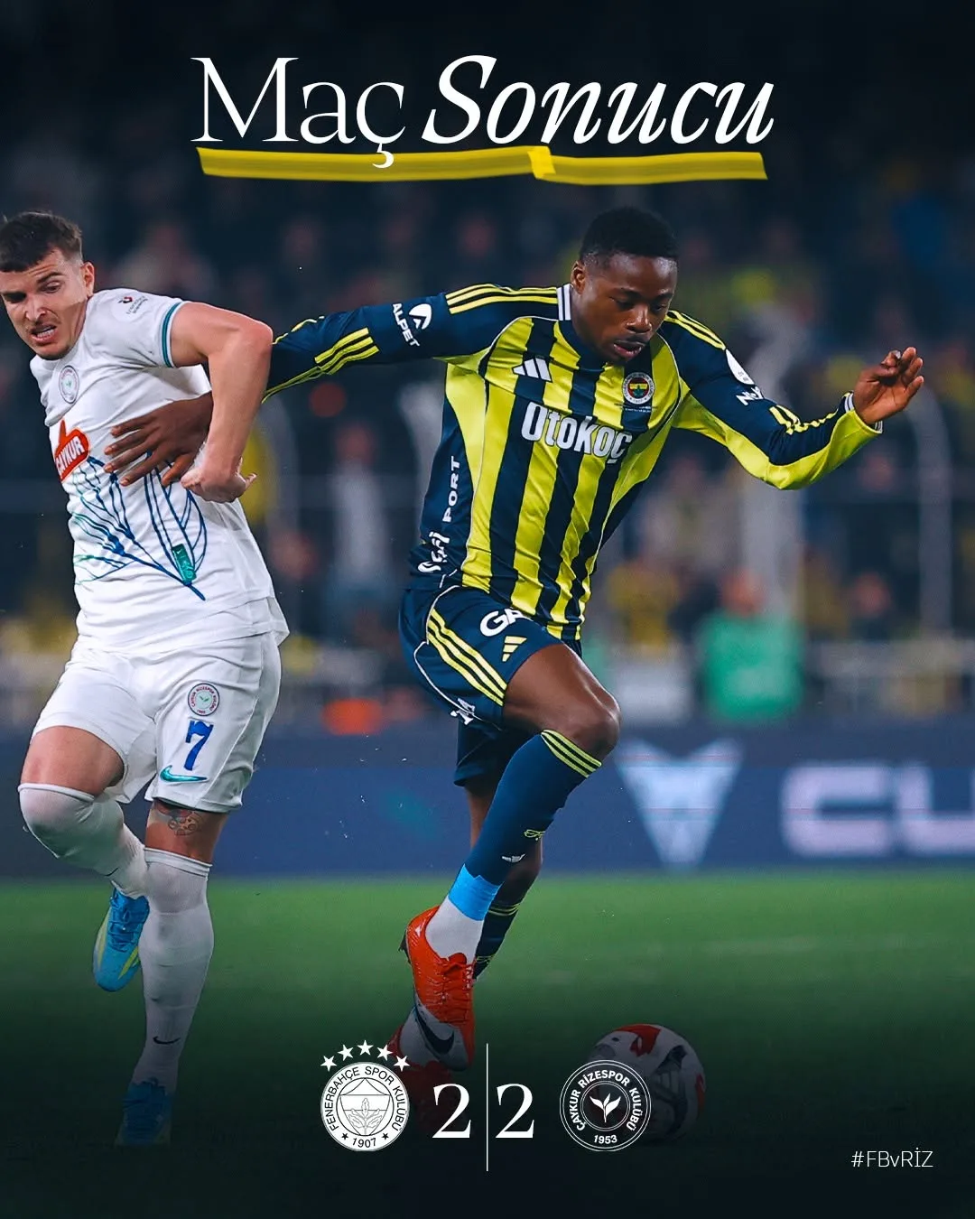 Fenerbahçe 2-2 Ç. Rizespor Maç Sonucu