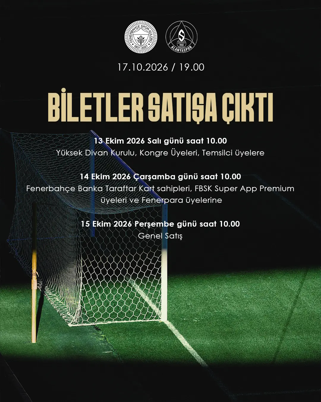 Fenerbahçe, C. Alanyaspor Maç Biletlerini Satışa Sunduklarını Duyurdu