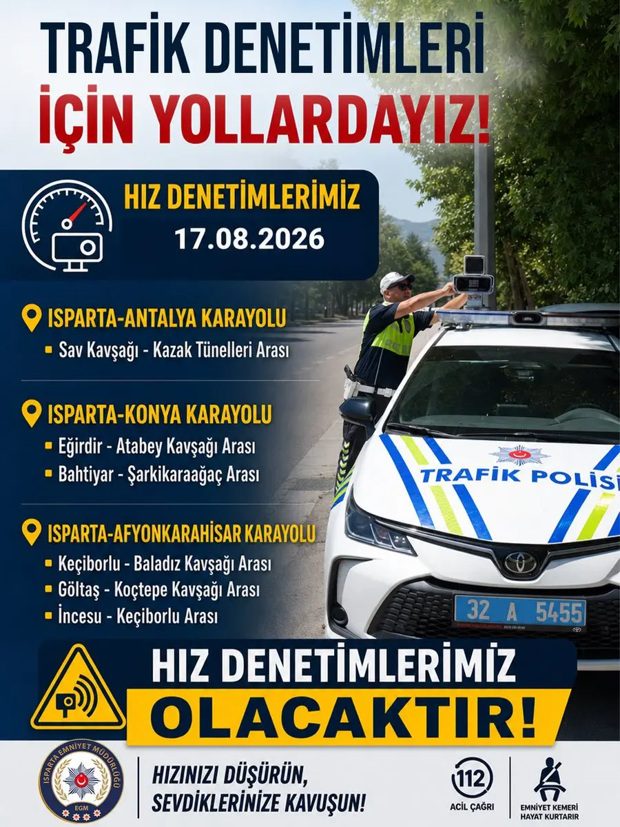 Isparta'da Trafik Denetimleri Gerçekleştirilecek