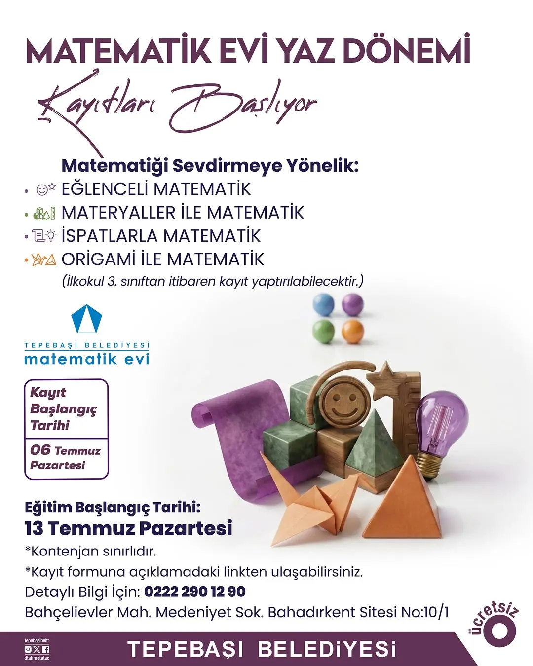 Matematik Evi Yaz Dönemi Kayıtları Başlıyor