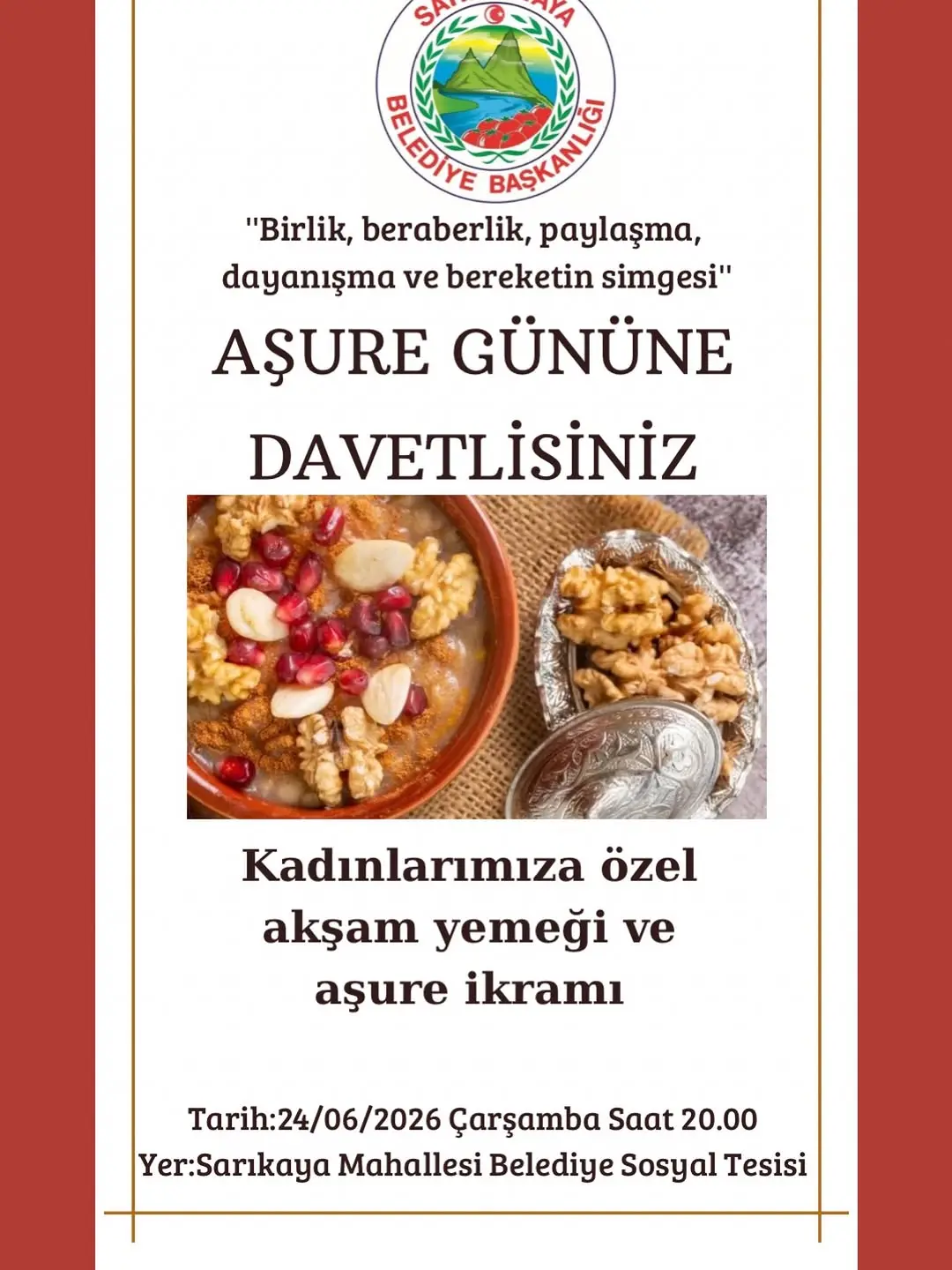 Sarıcakaya'da Aşure Günü Etkinliği Düzenlenecek