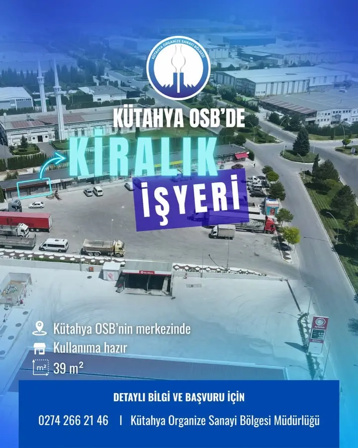 Kütahya OSB'de Kiralık İşyeri Fırsatı