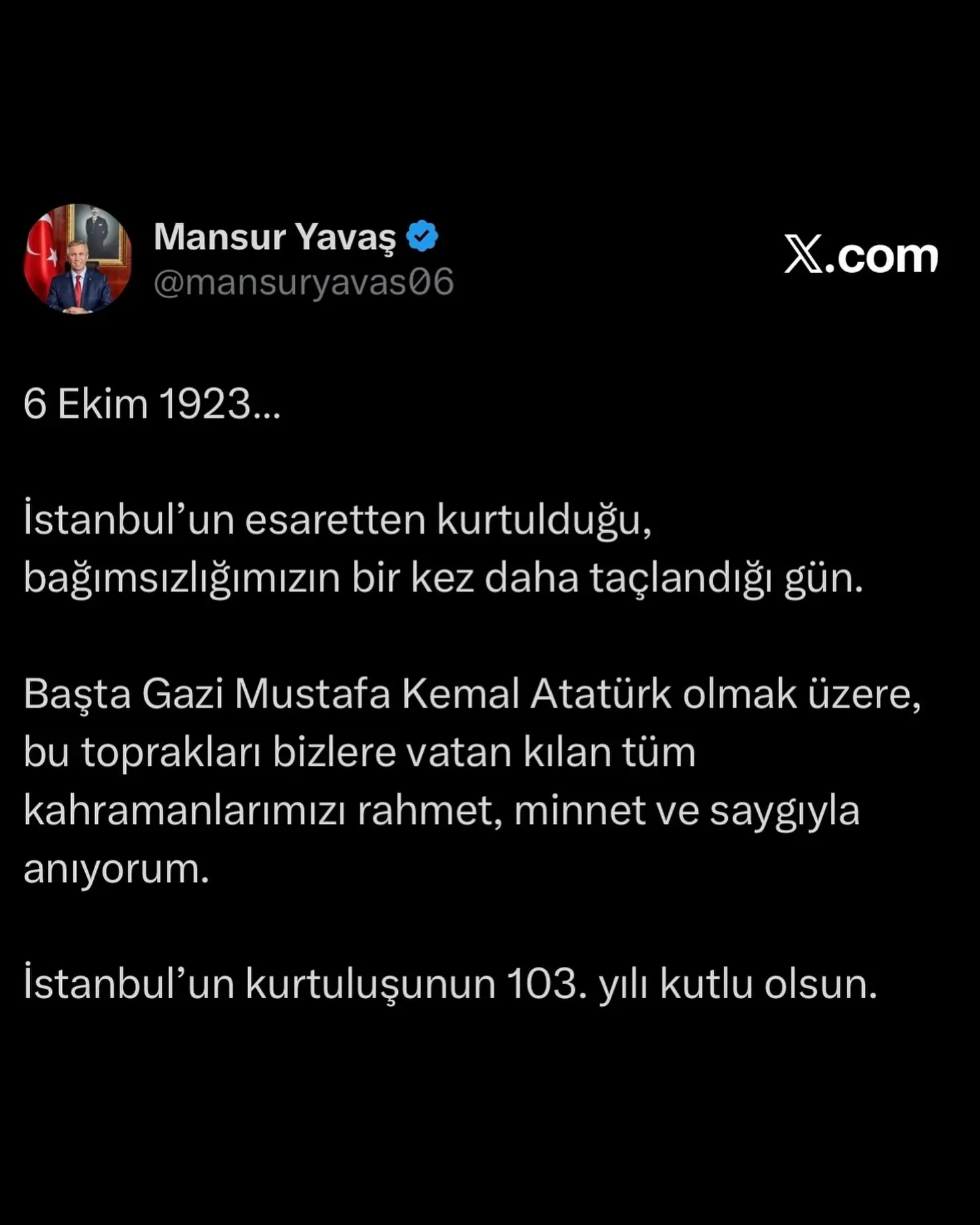 İstanbul'un Kurtuluşu Kutlandı