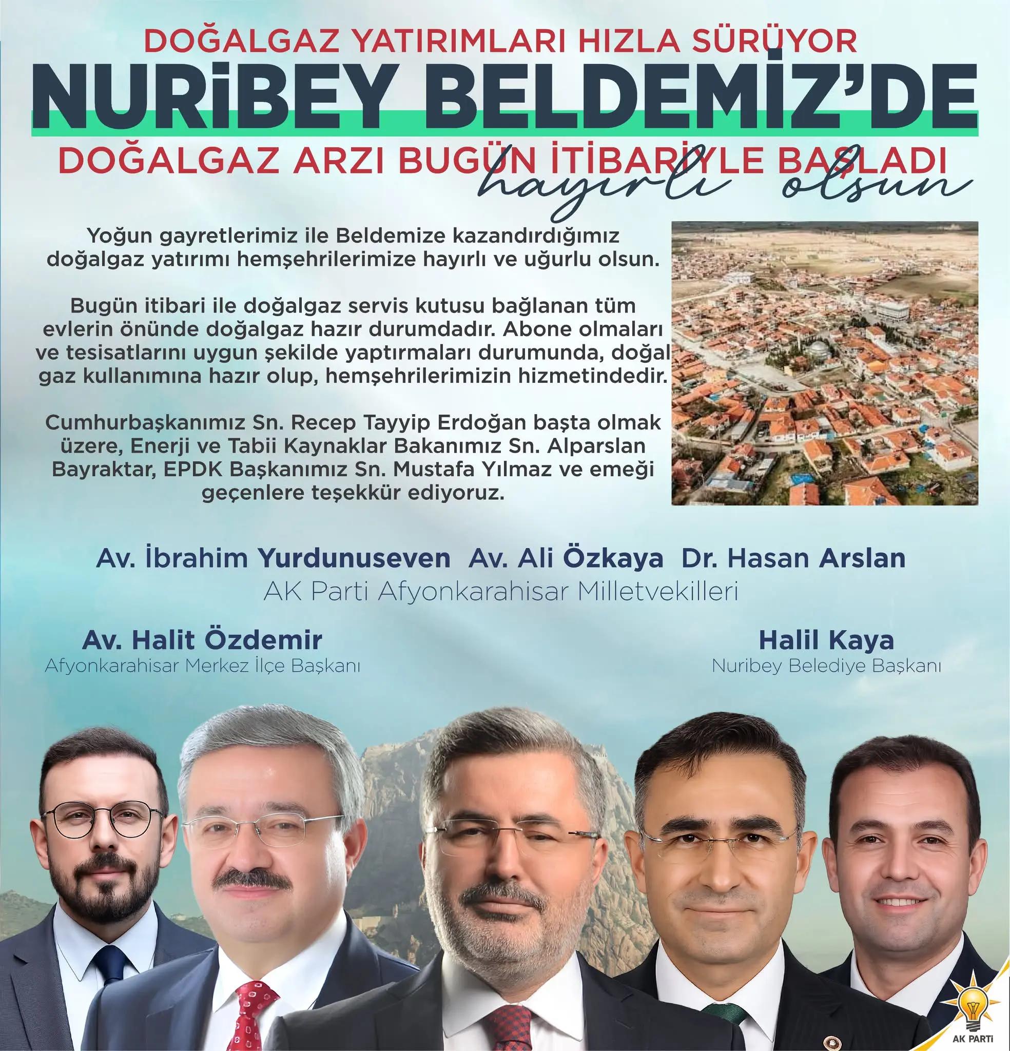Nuribey Beldesi'nde doğal gaz arzı başladı