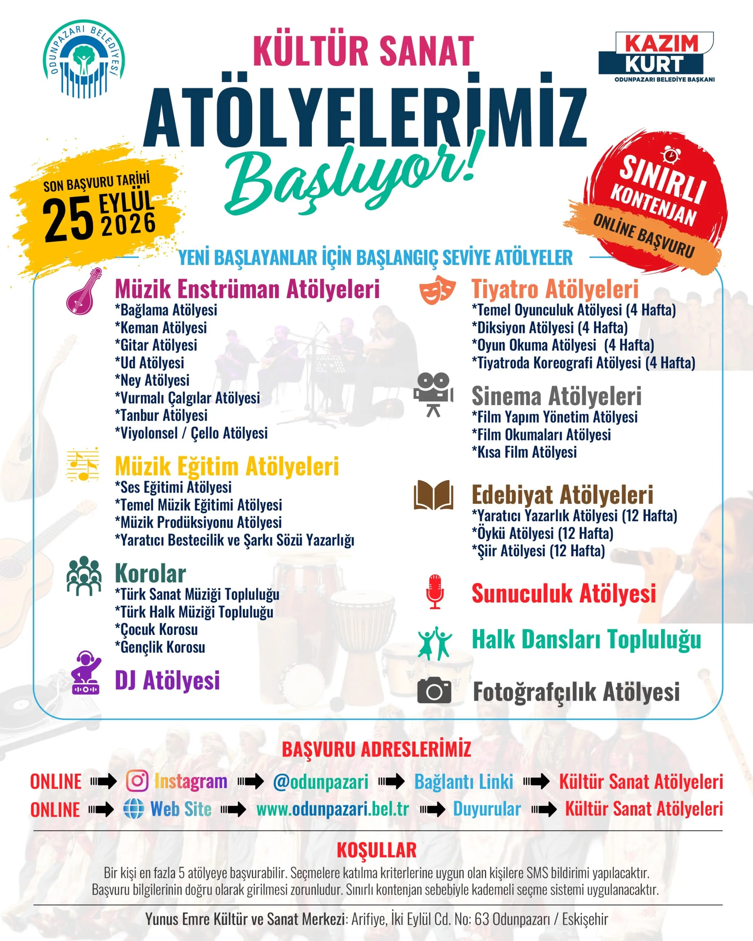 Odunpazarı'nda Kültür Sanat Atölyeleri Başlıyor