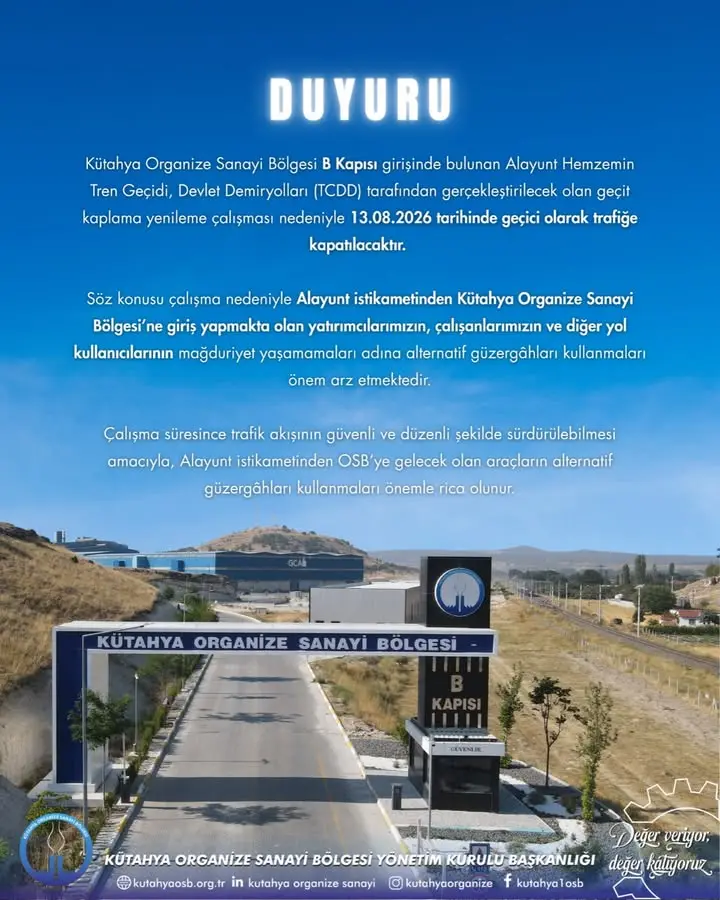 Alayunt Tren Geçidi Geçici Olarak Kapatılacak