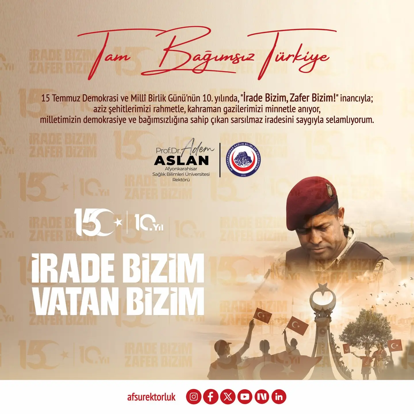 Afyonkarahisar Sağlık Bilimleri Üniversitesi'nden mesaj