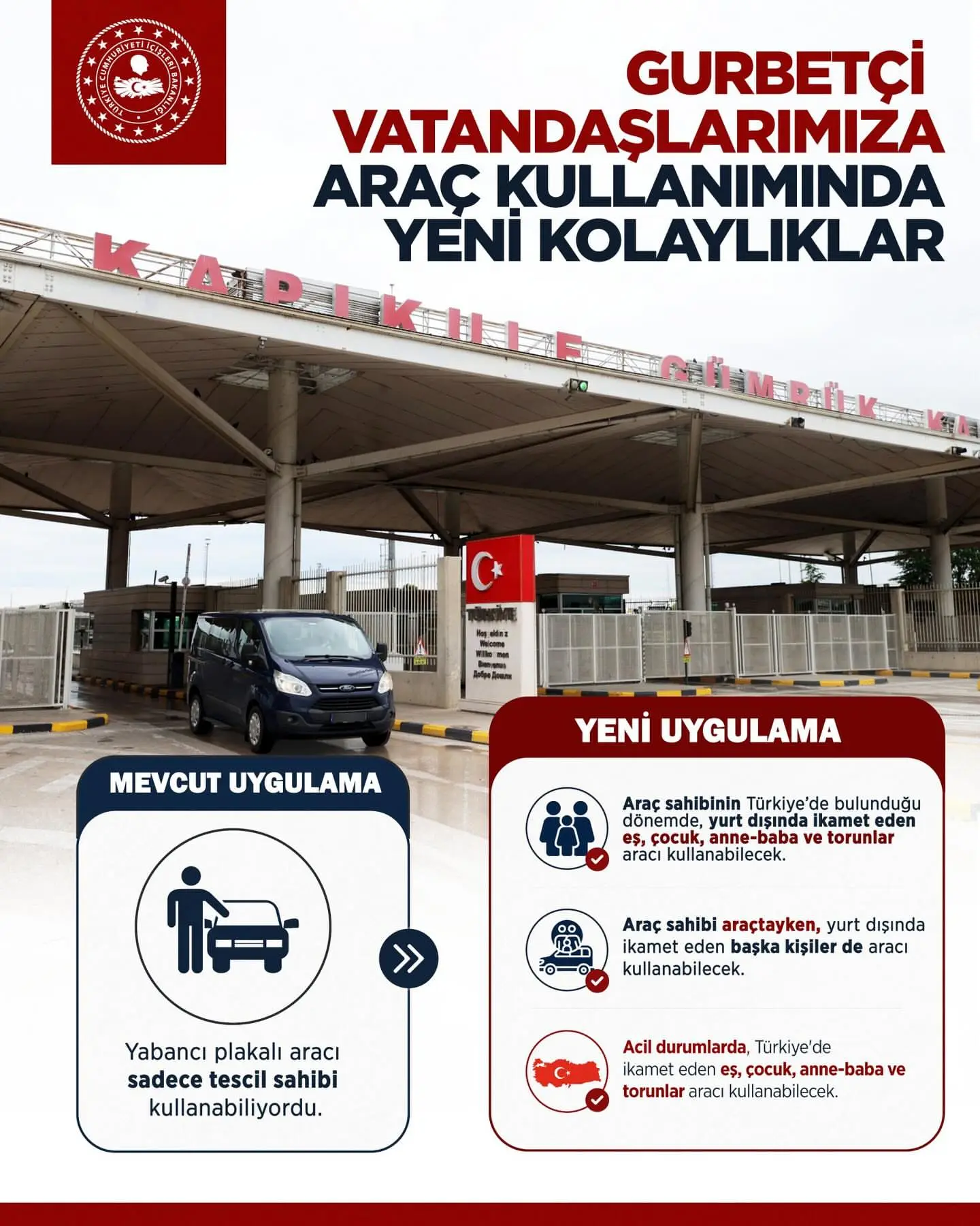 Gurbetçilere yabancı plakalı araç kolaylığı sağlandı