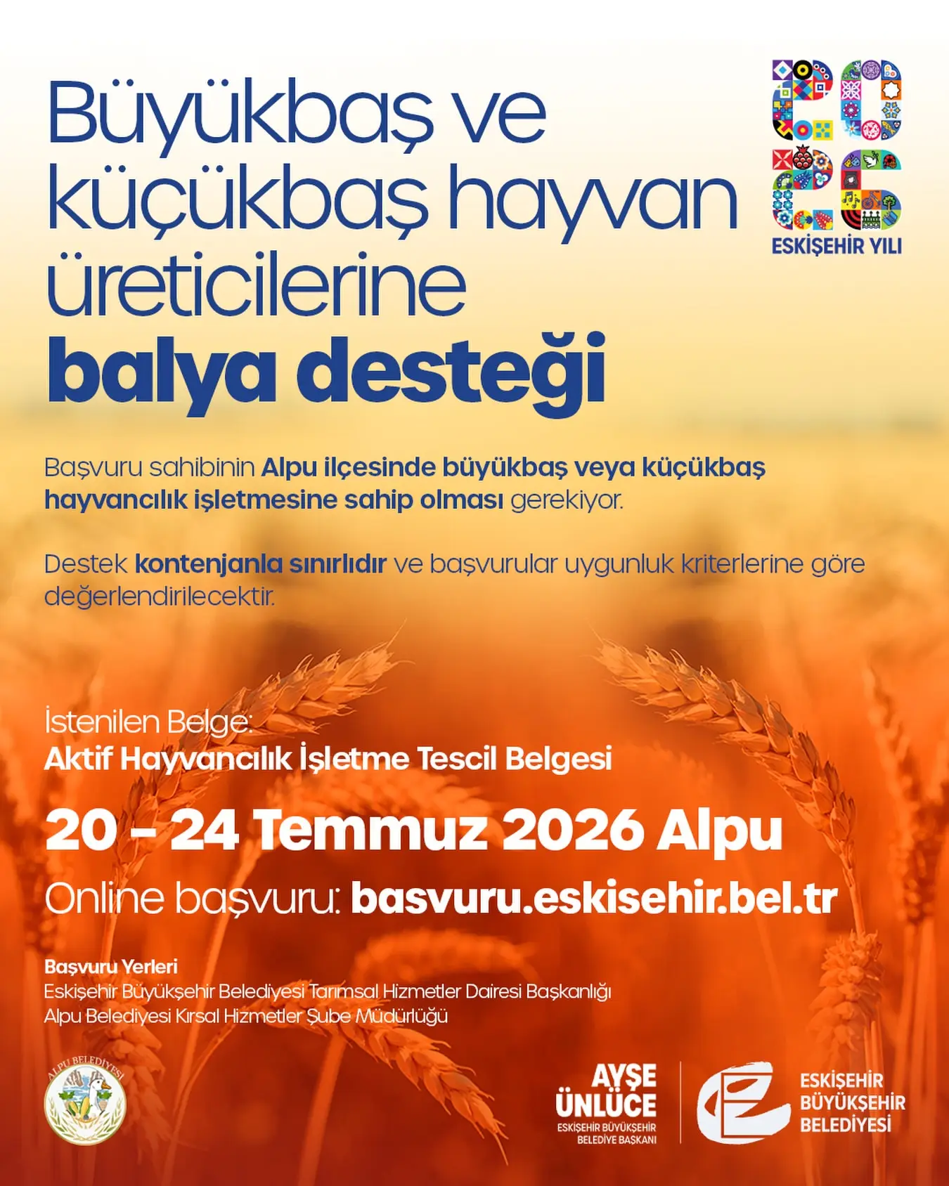 Alpu'da hayvancılık için balya desteği başvuruları başladı