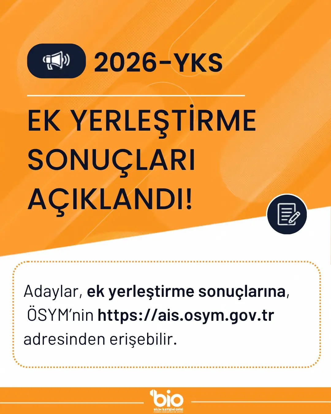 Ek Yerleştirme Sonuçları Açıklandı