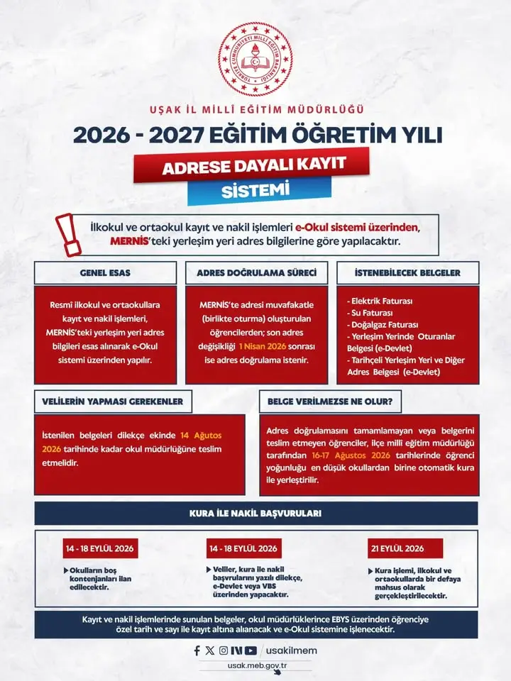 2026-2027 Eğitim Yılı Kayıt Sistemi Açıklandı