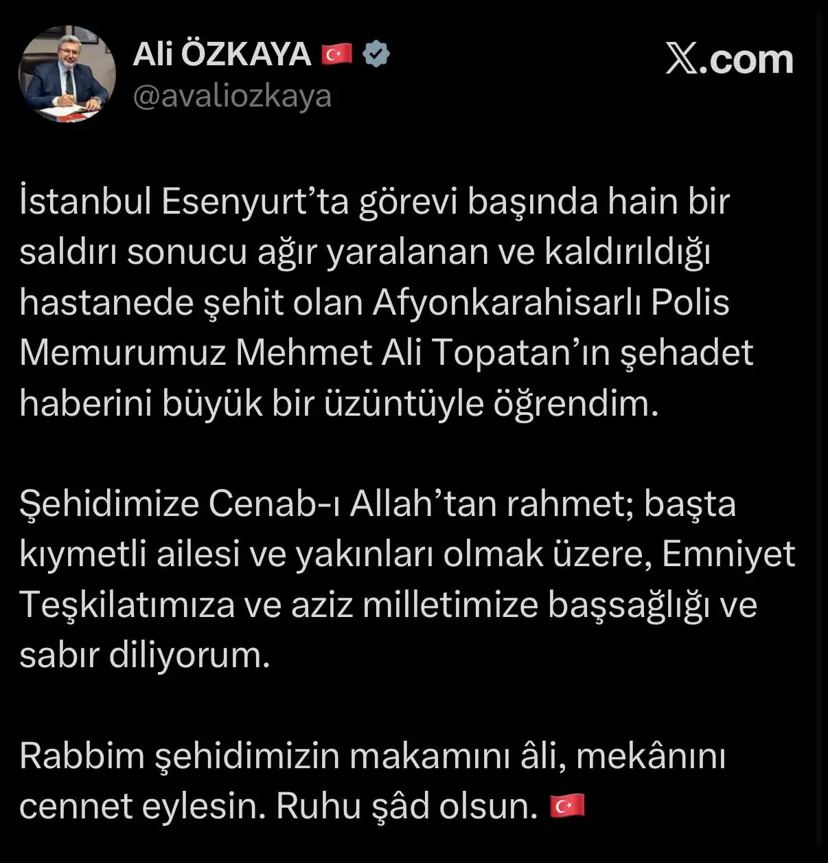 Esenyurt'ta Şehit Olan Polis Memuru Mehmet Ali Topatan