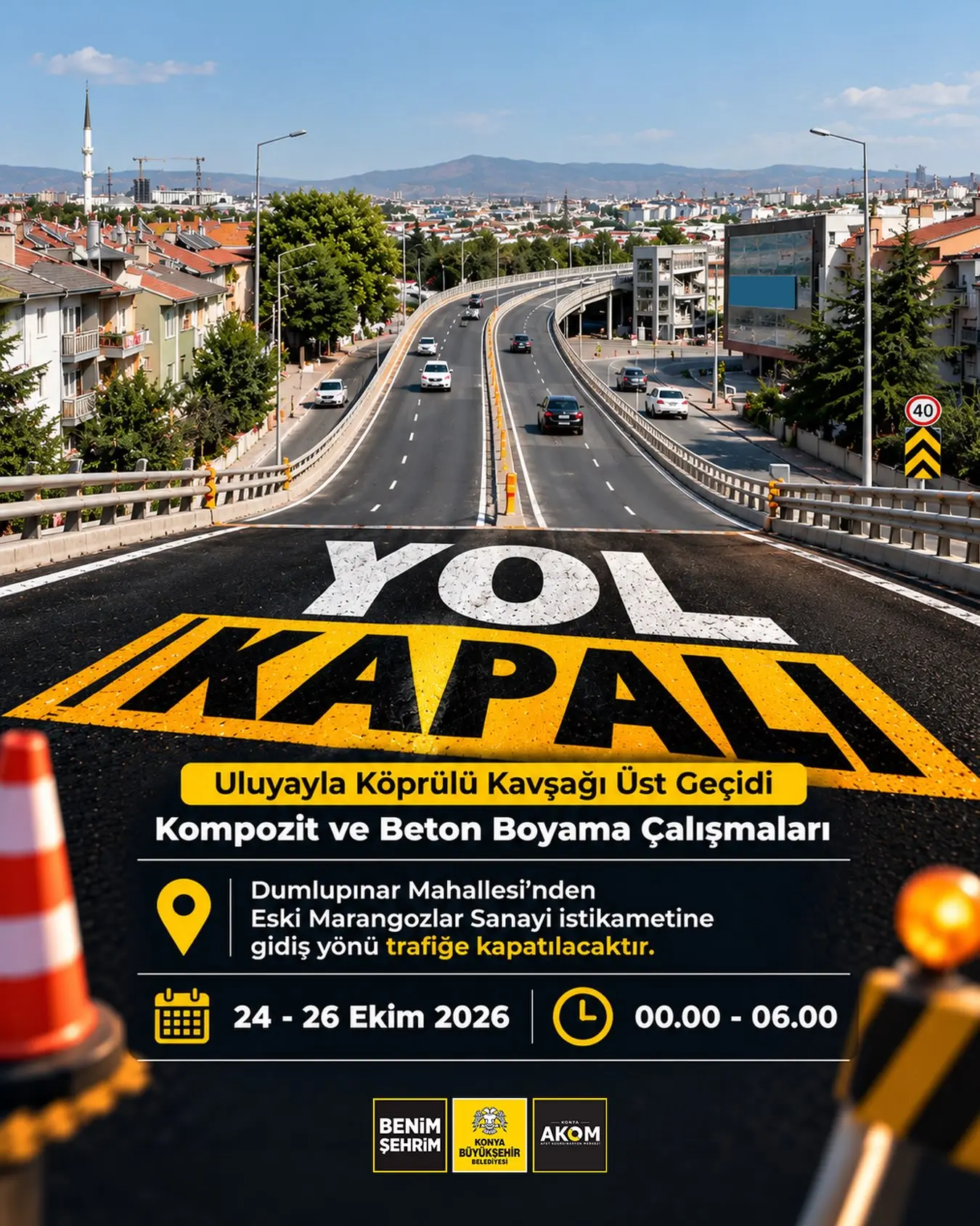Uluyayla Kavşağı'nda Trafik Kapatılacak