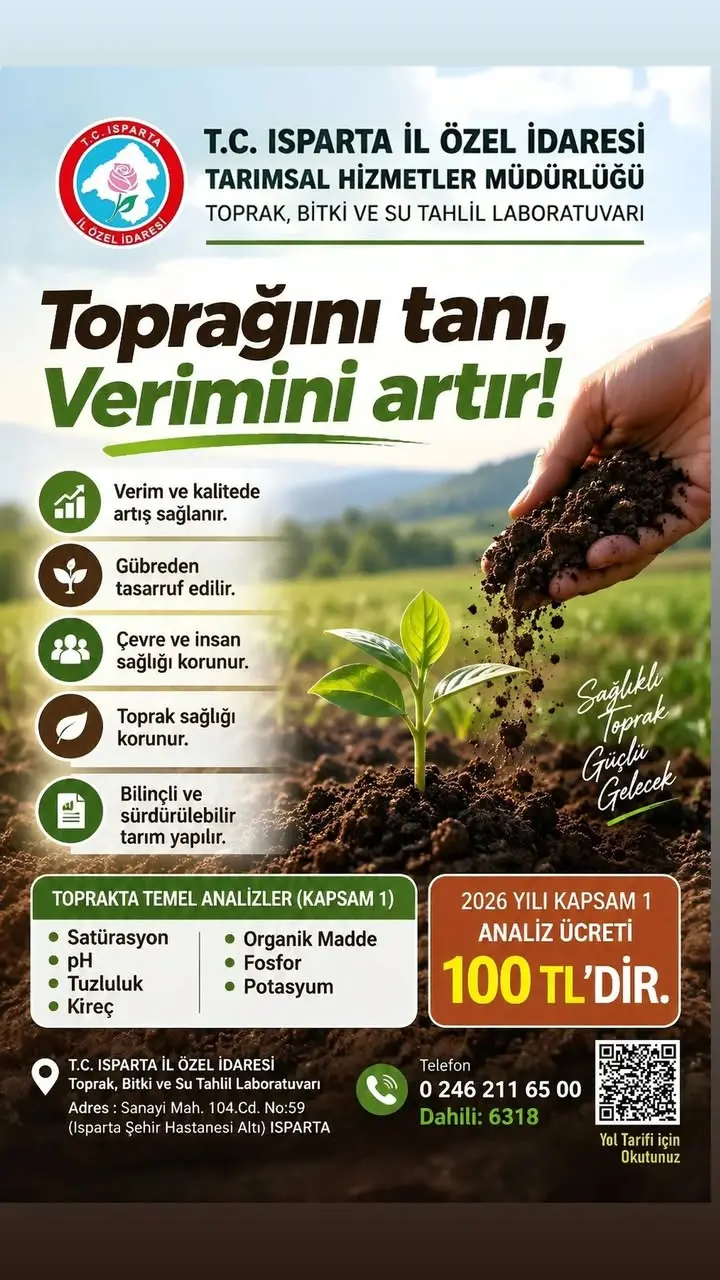 Isparta'da Toprak Analiz Laboratuvarı Hizmet Veriyor