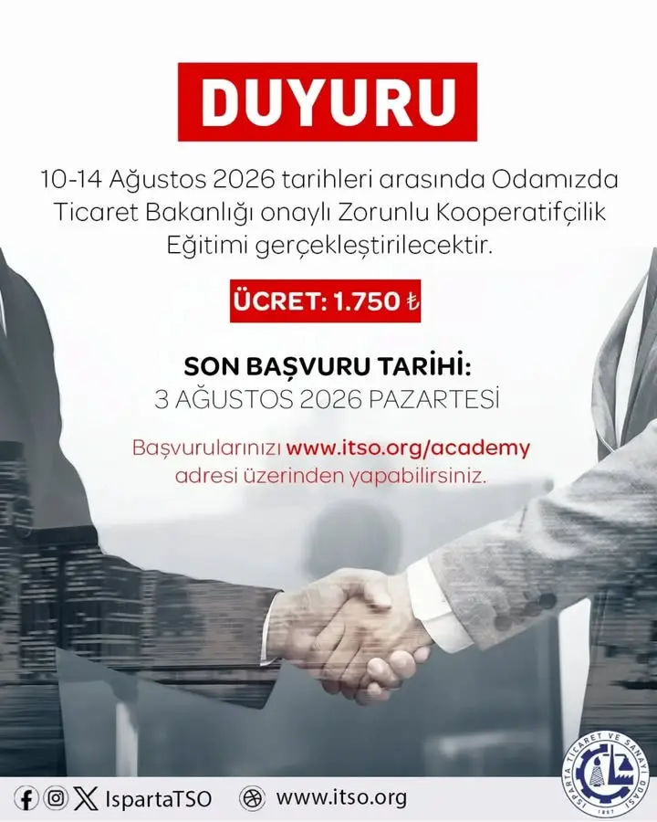 Zorunlu Kooperatifçilik Eğitimi için son gün