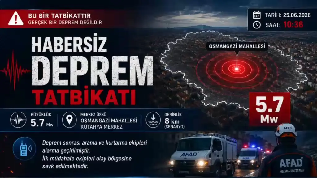 Kütahya'da Deprem Tatbikatı Gerçekleştirildi