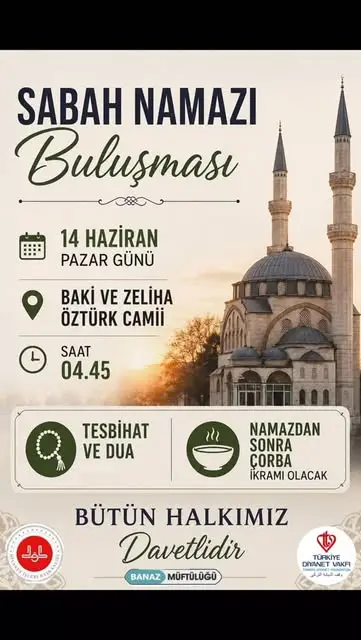 Baki ve Zeliha Öztürk Camii'nde Sabah Namazı Buluşması