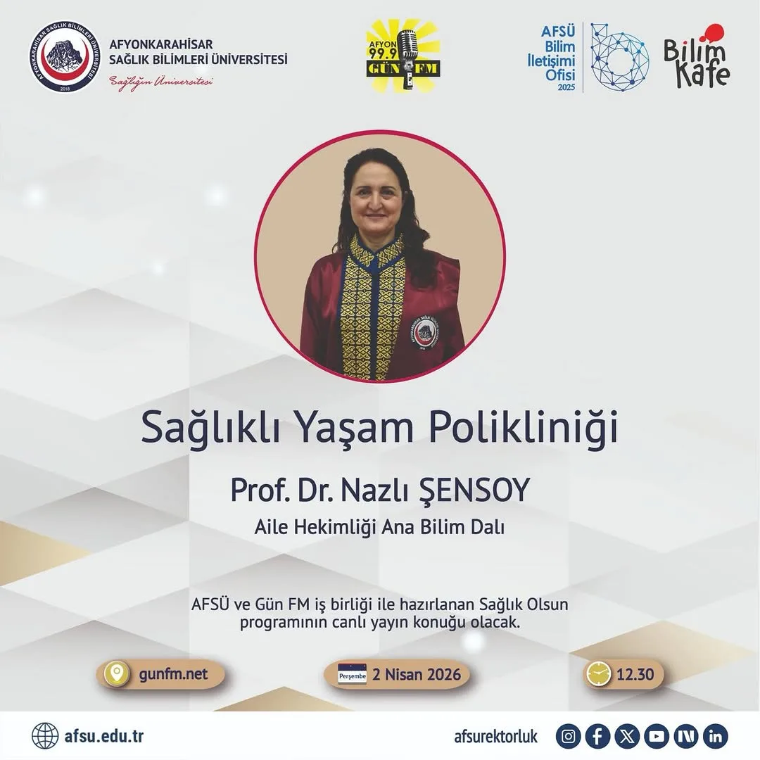 Prof.Dr. Nazlı ŞENSOY Afyon Gün FM'de Sağlık Olsun Programına Konuk Olacak
