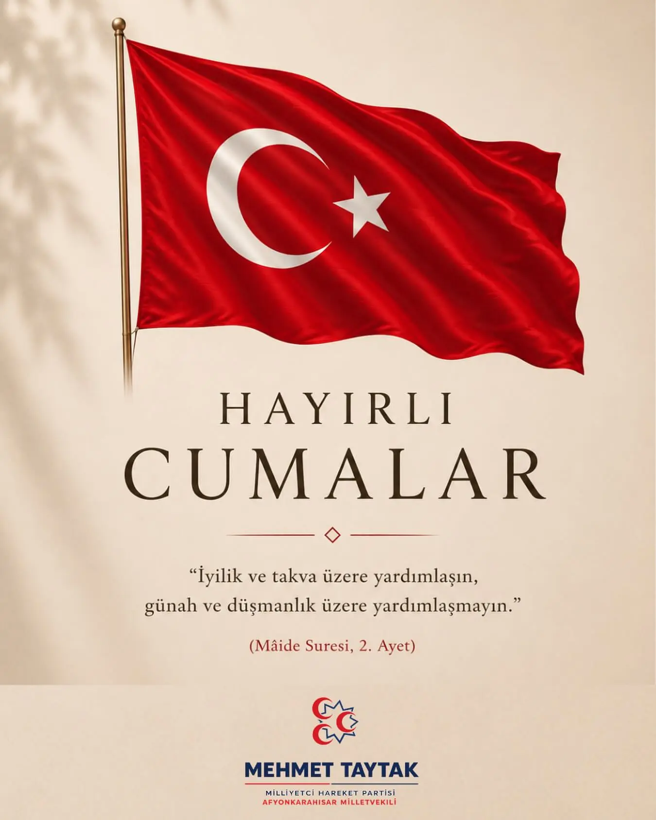 MHP'li Taytak'tan Hayırlı Cumalar Mesajı