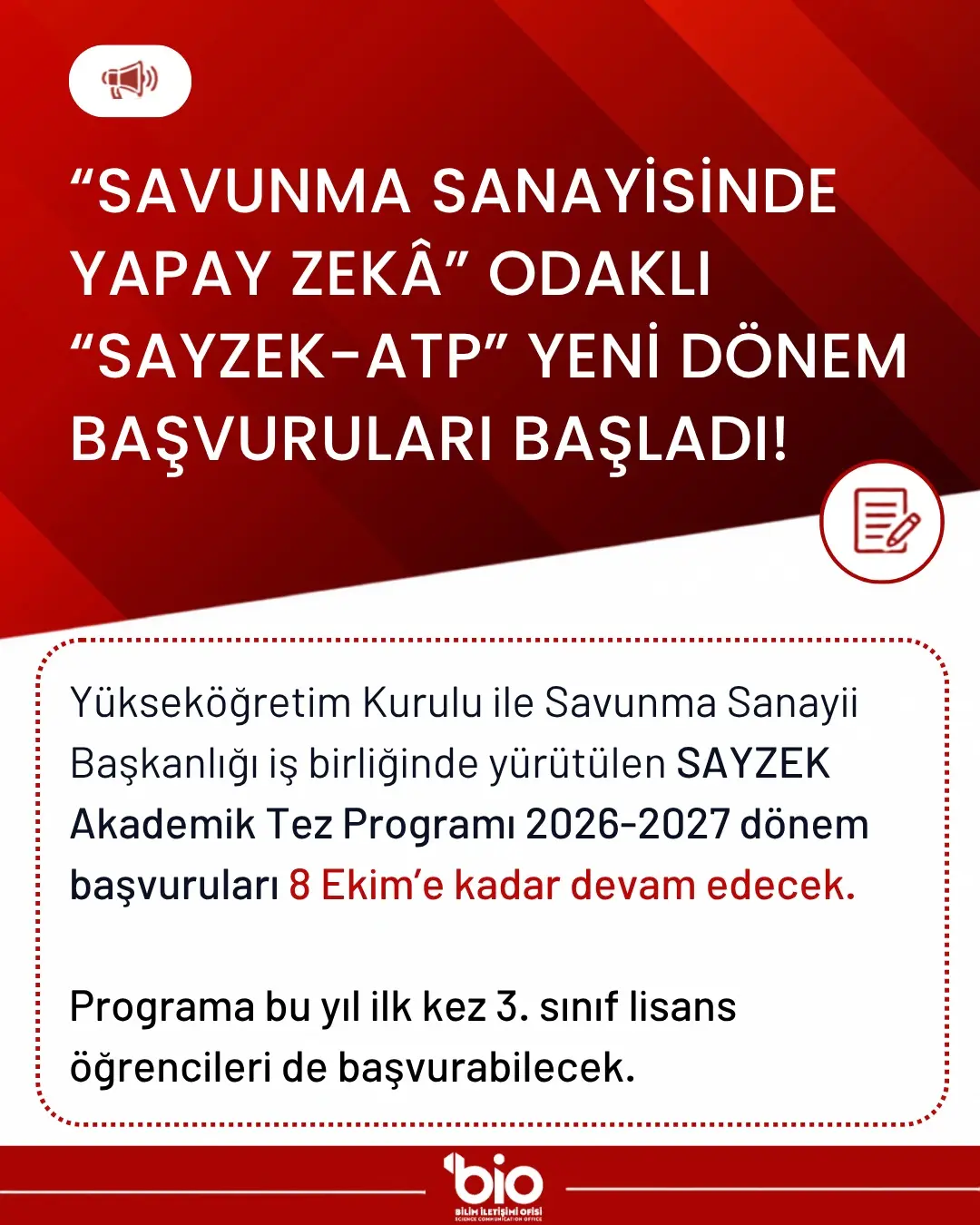 SAYZEK Akademik Tez Programı Başvuruları Devam Ediyor