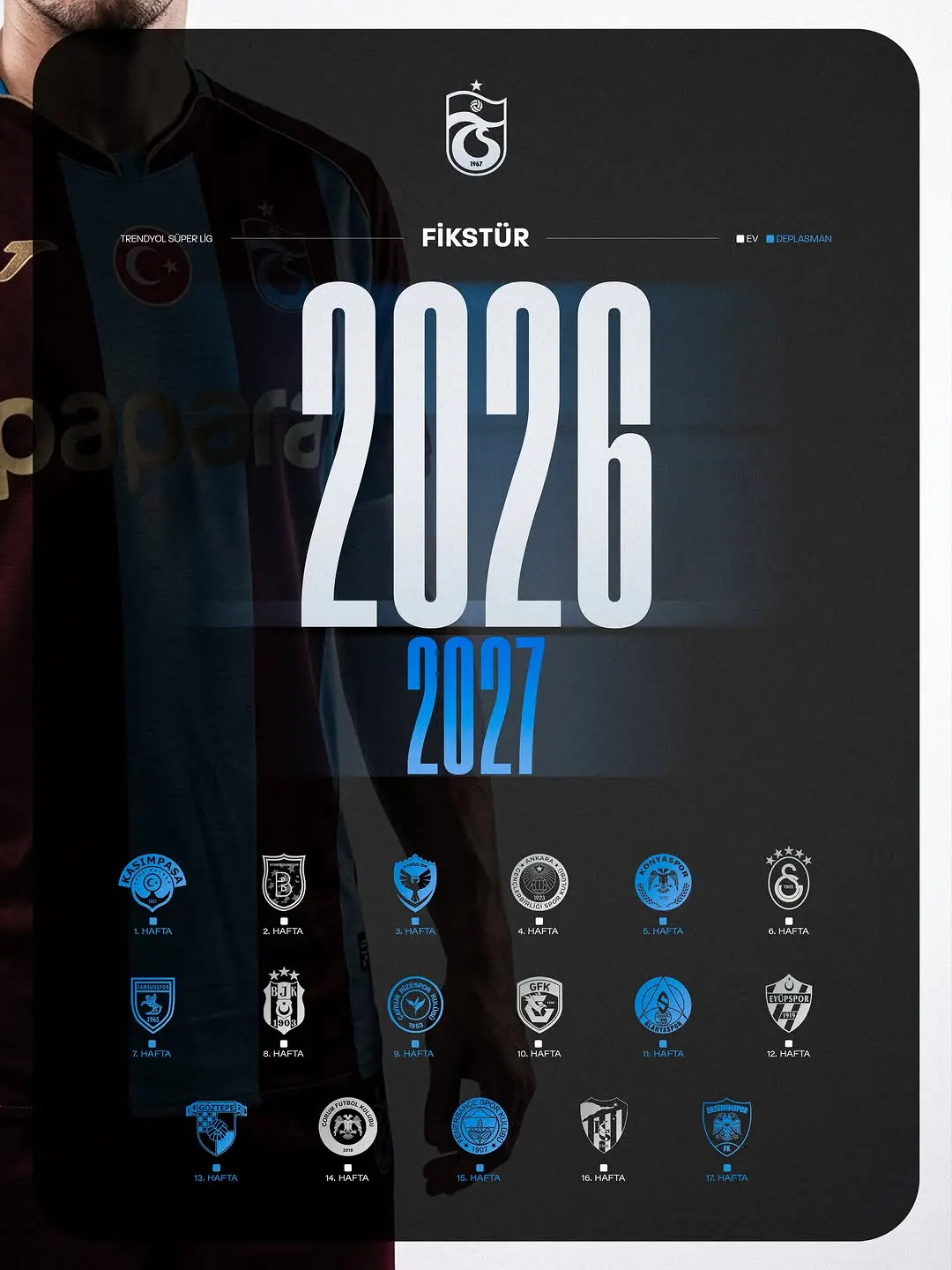 Trabzonspor'un 2026-27 sezonu fikstürü belirlendi