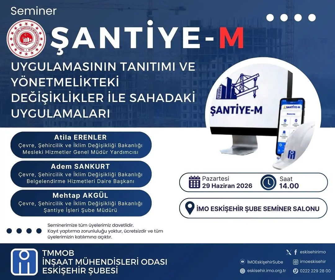 Şantiye-m Uygulaması Semineri 29 Haziran'da