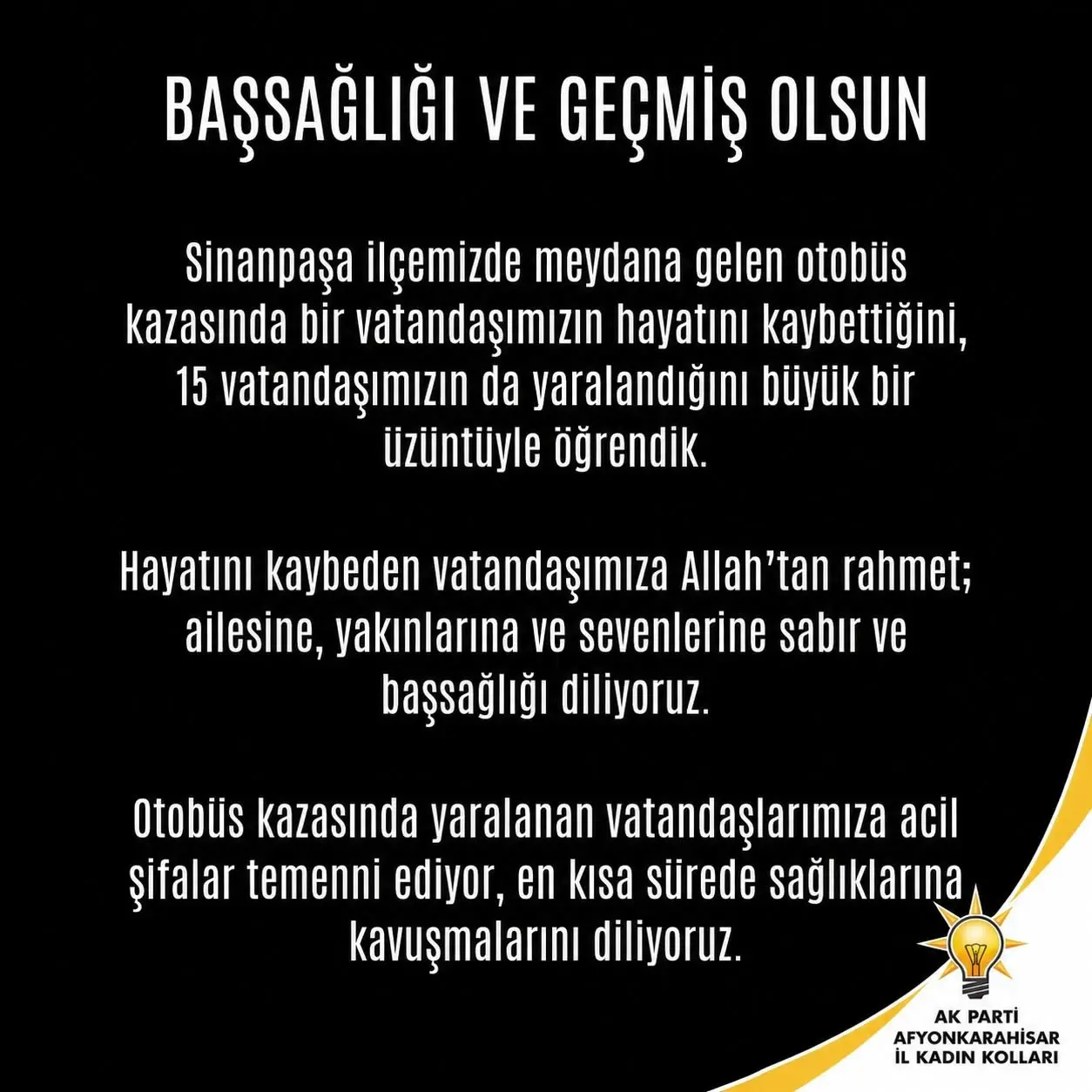 Sinanpaşa'da Otobüs Kazası