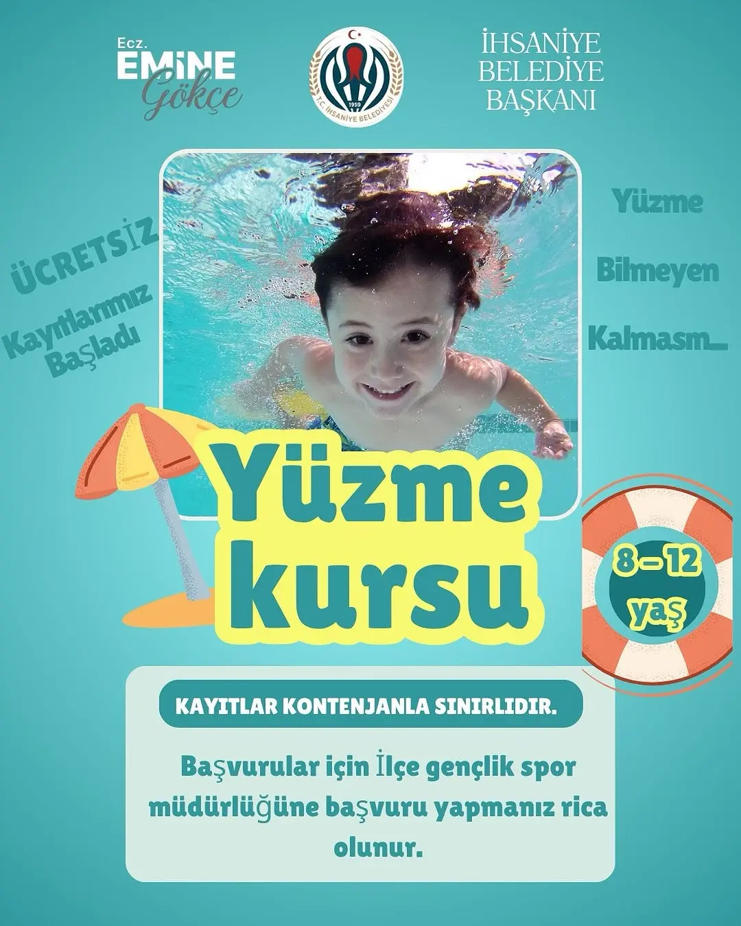 İhsaniye'de Ücretsiz Yüzme Kursu Duyurusu