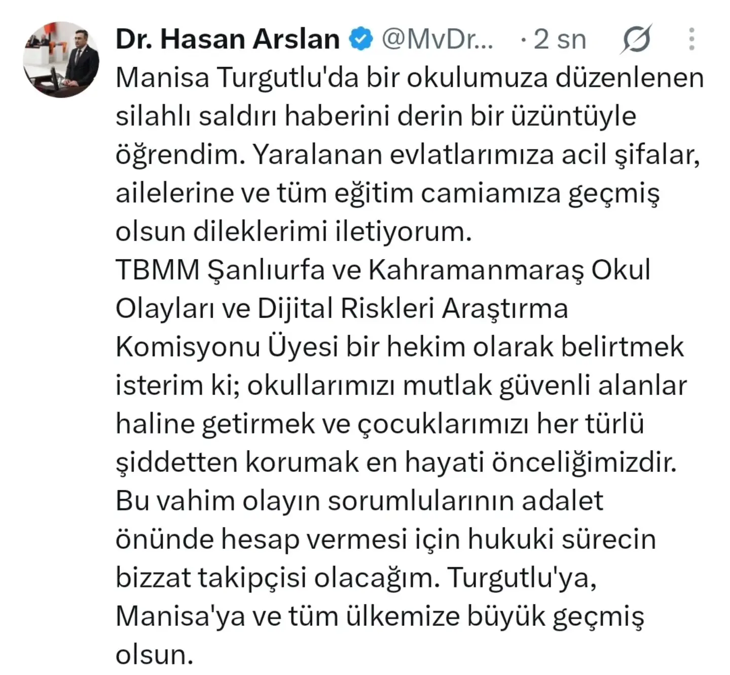 Turgutlu'daki silahlı saldırı üzerine açıklama