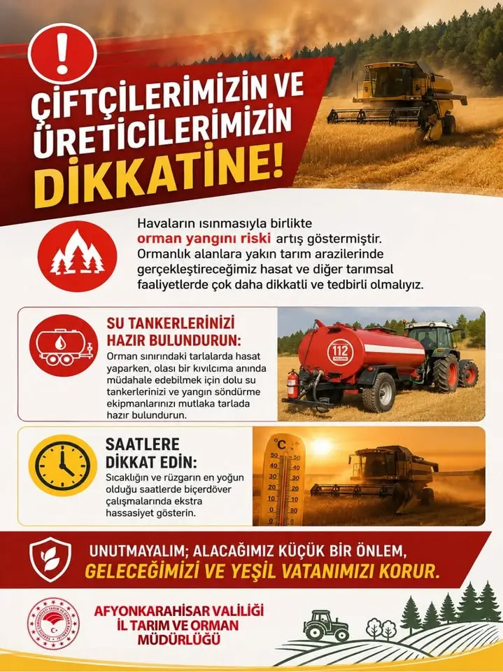 Afyonkarahisar Tarım Müdürlüğü'nden yeni duyuru